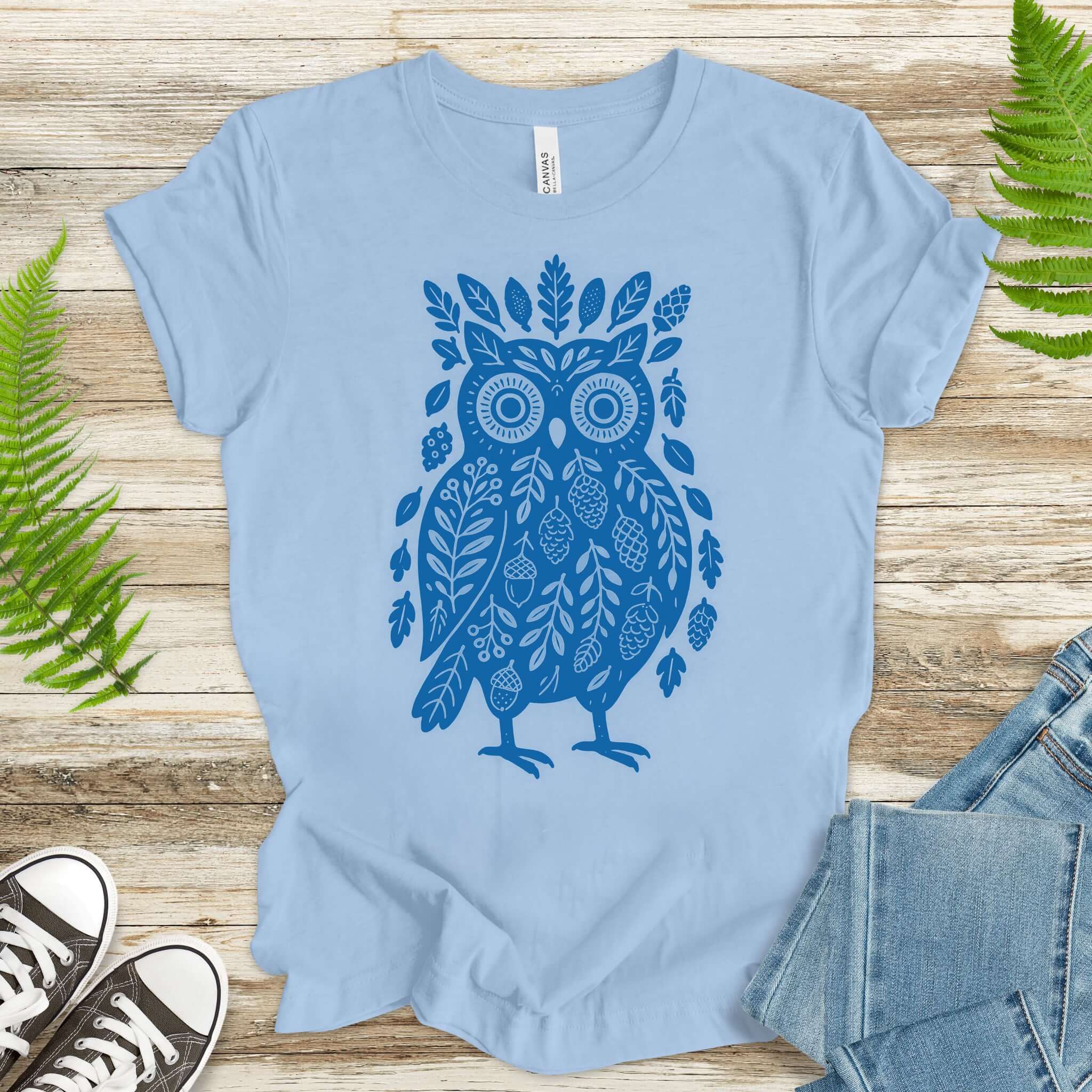 Owl Made of Nature Elements Forest T-Shirt