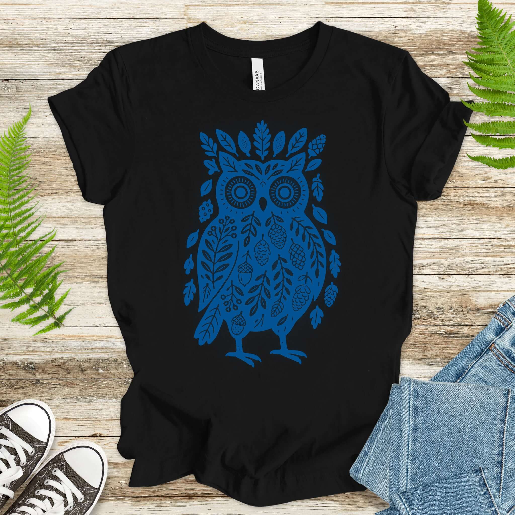 Owl Made of Nature Elements Forest T-Shirt