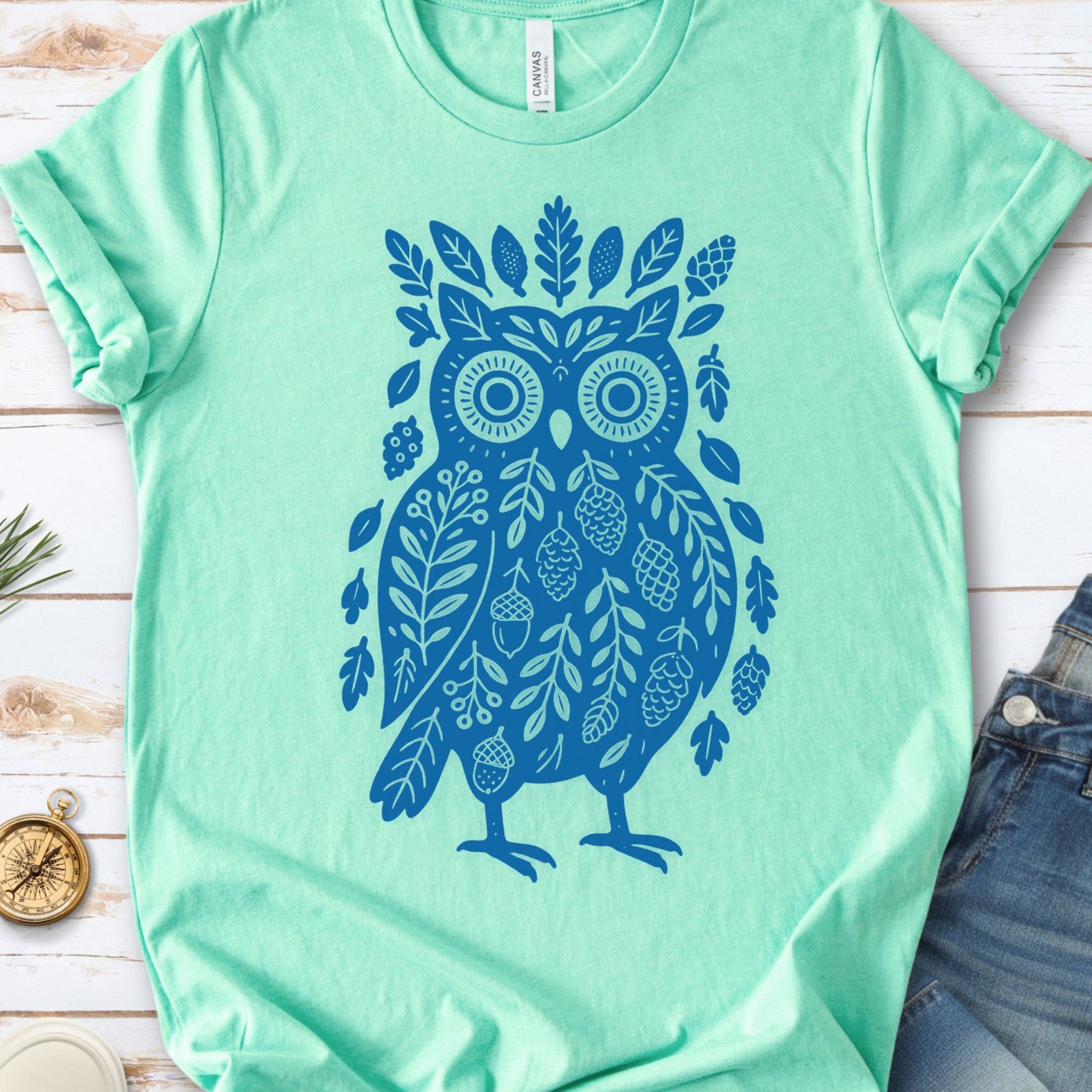 Owl Made of Nature Elements Forest T-Shirt