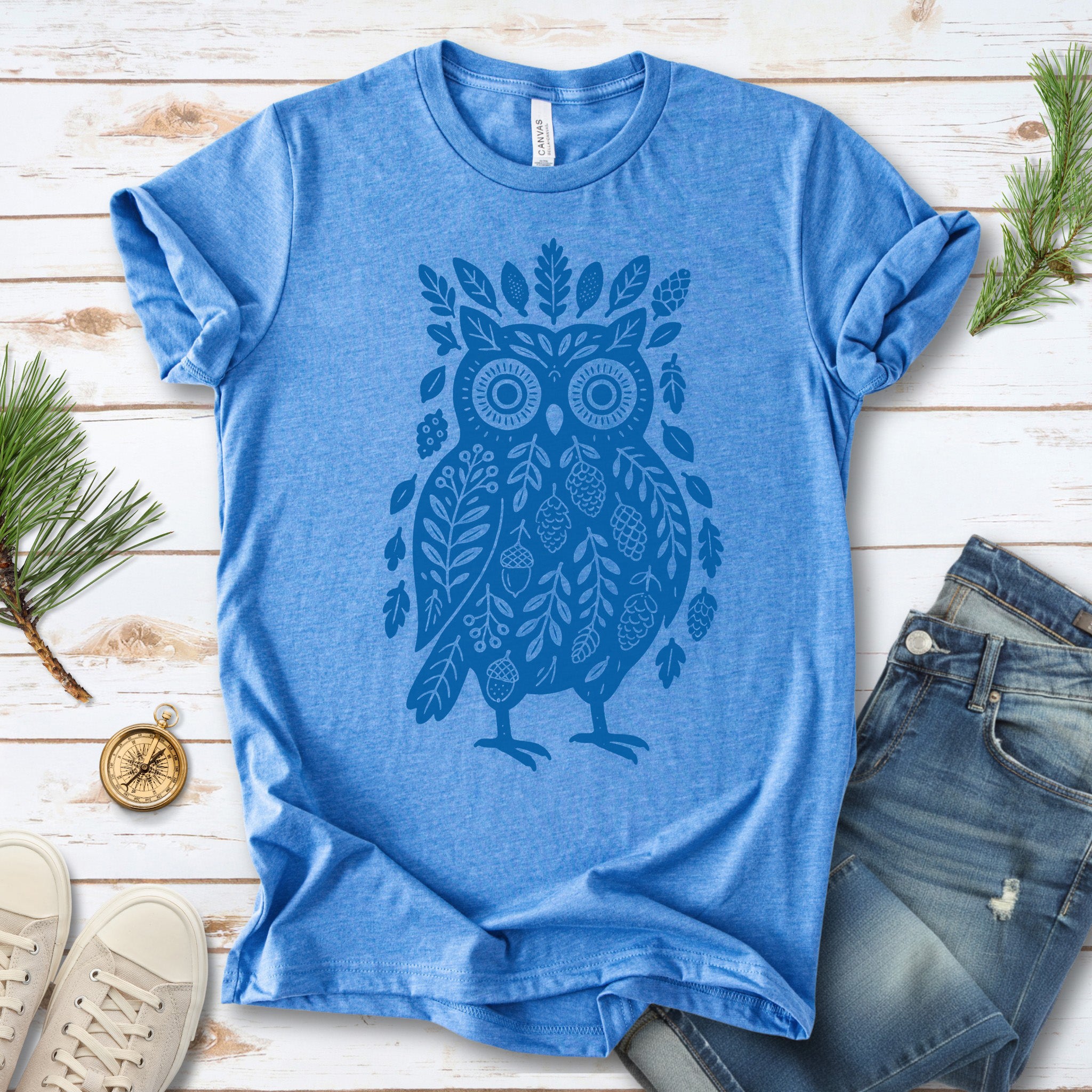 Owl Made of Nature Elements Forest T-Shirt