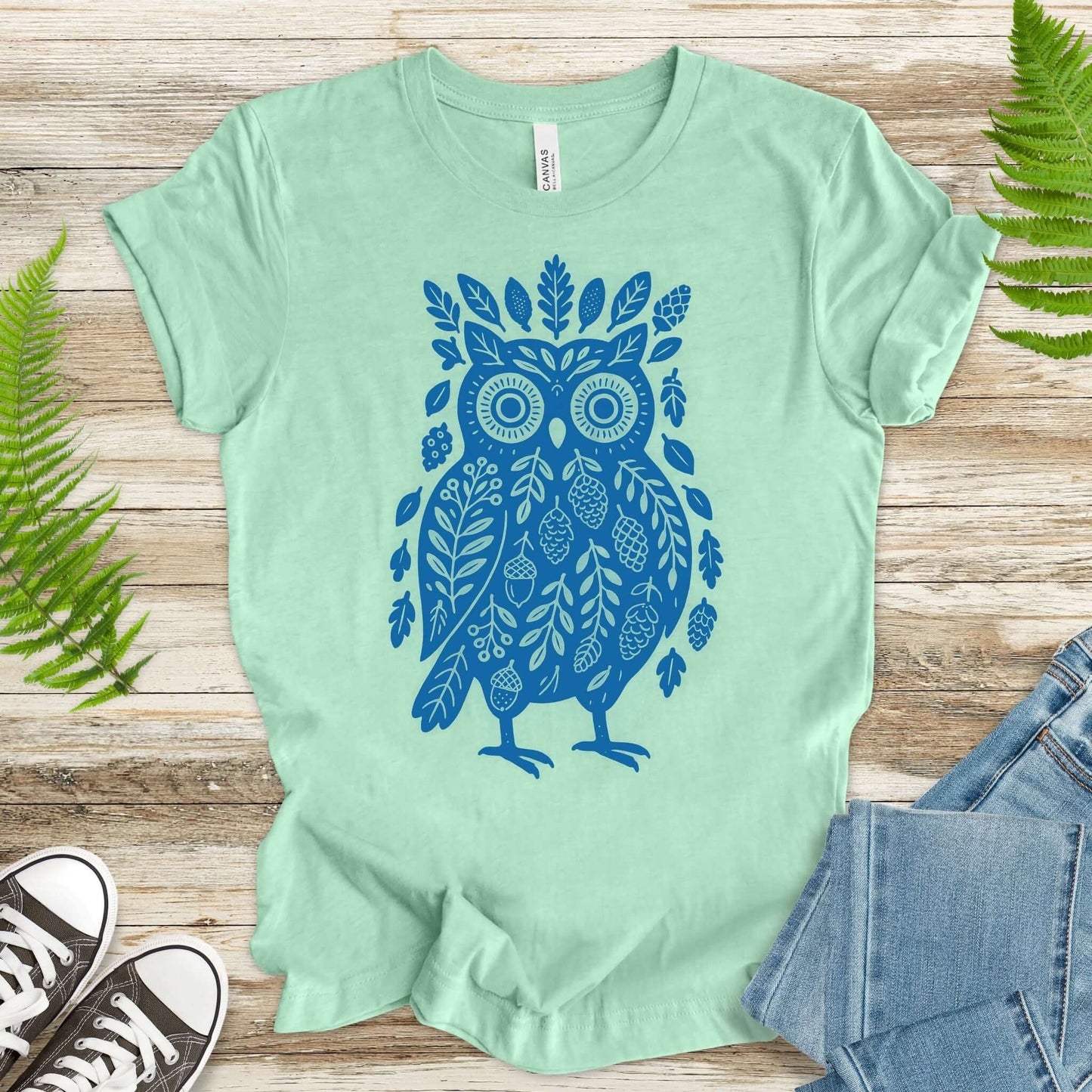 Owl Made of Nature Elements Forest T-Shirt