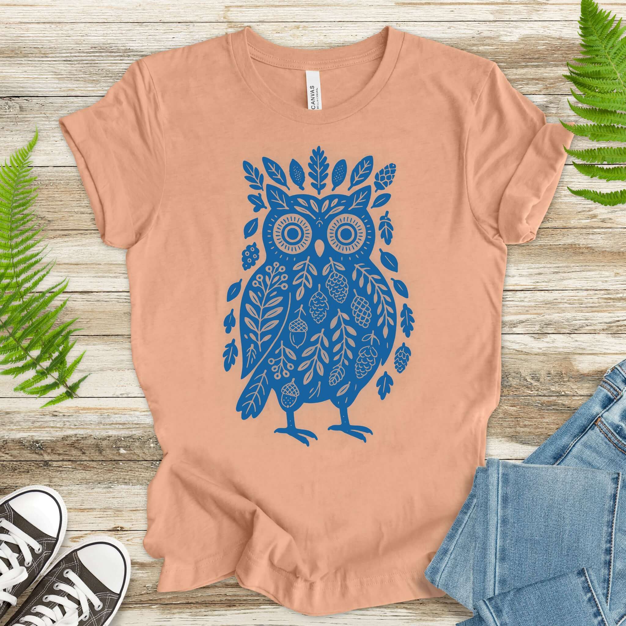 Owl Made of Nature Elements Forest T-Shirt