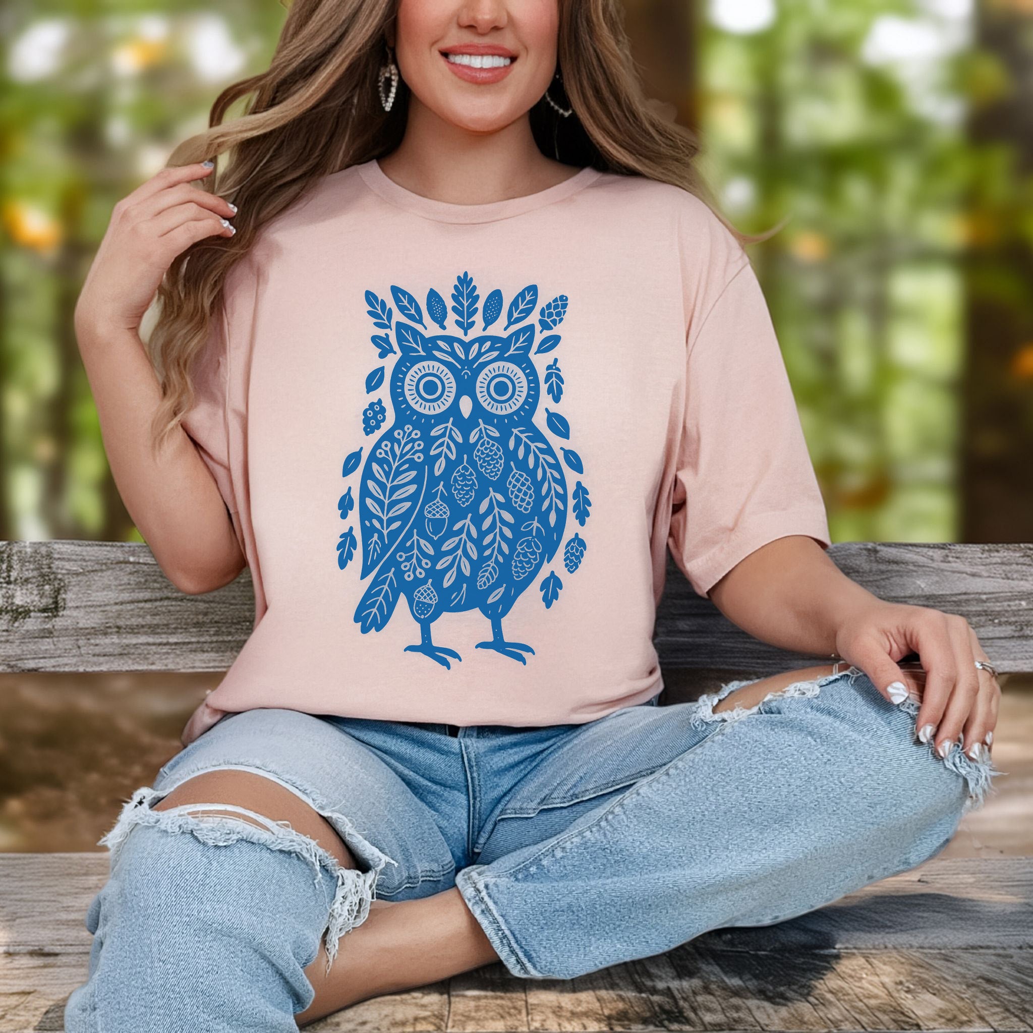 Owl Made of Nature Elements Forest T-Shirt