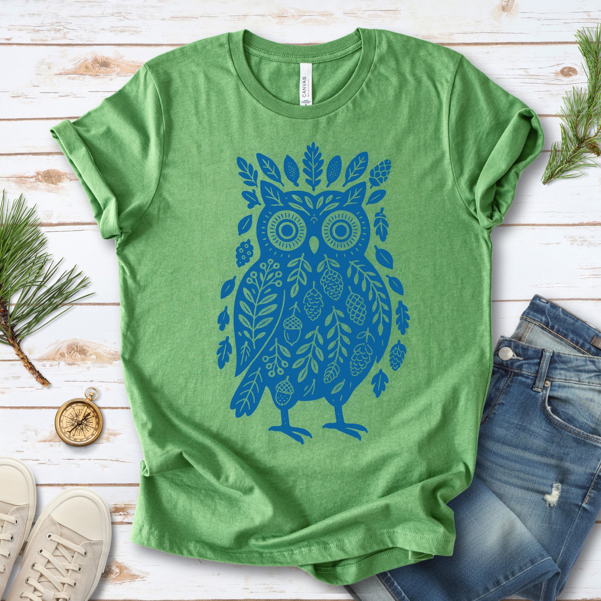 Owl Made of Nature Elements Forest T-Shirt