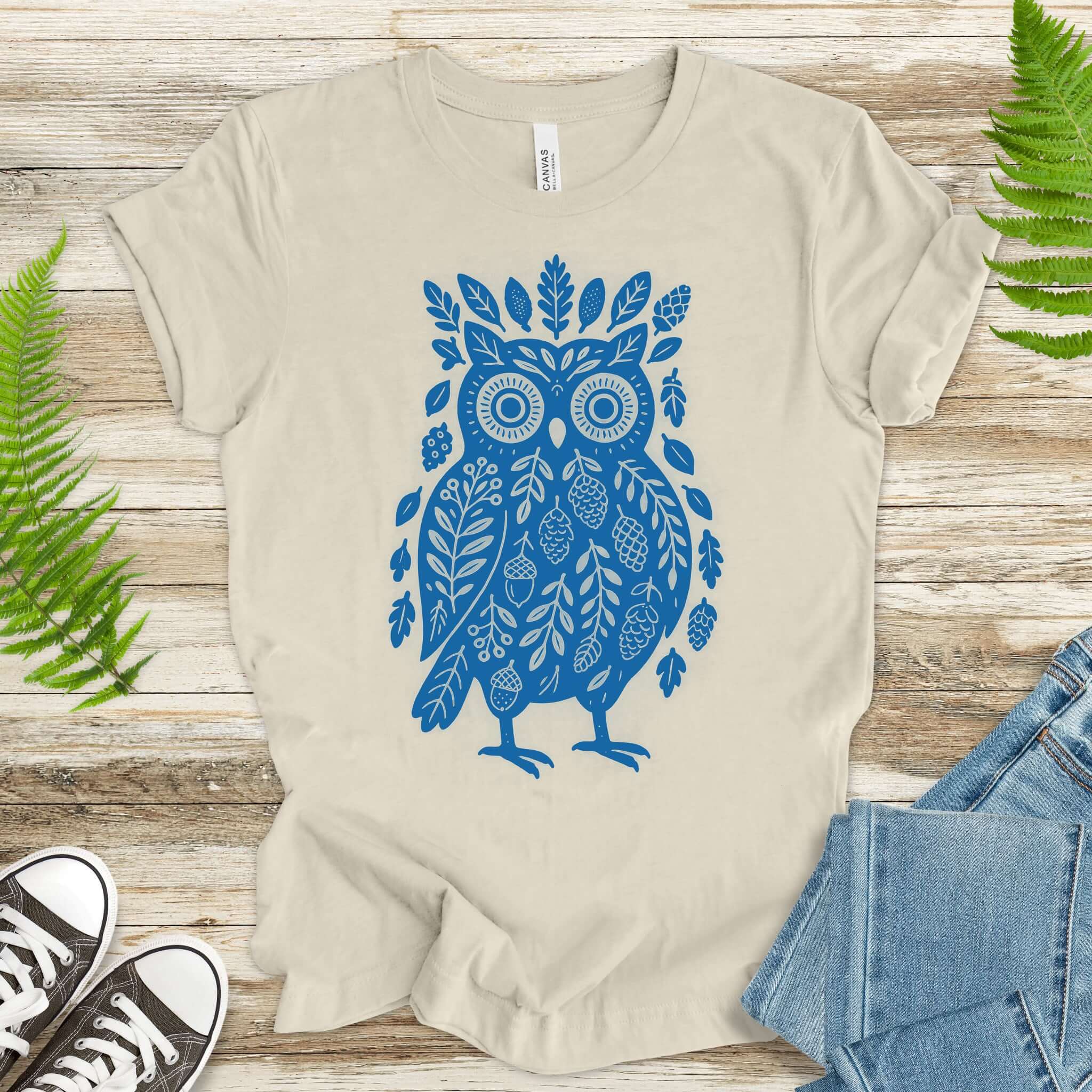 Owl Made of Nature Elements Forest T-Shirt