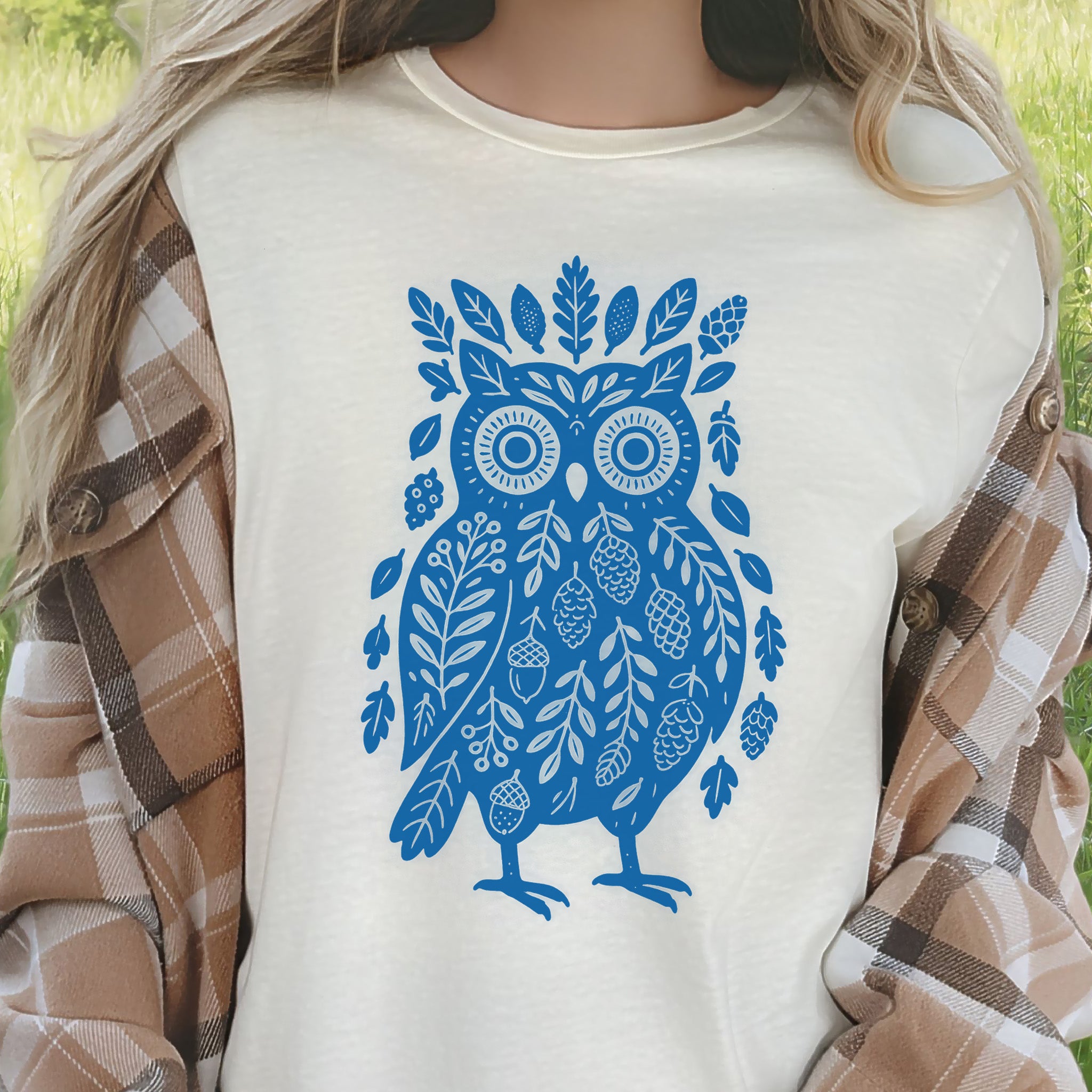 Owl Made of Nature Elements Forest T-Shirt