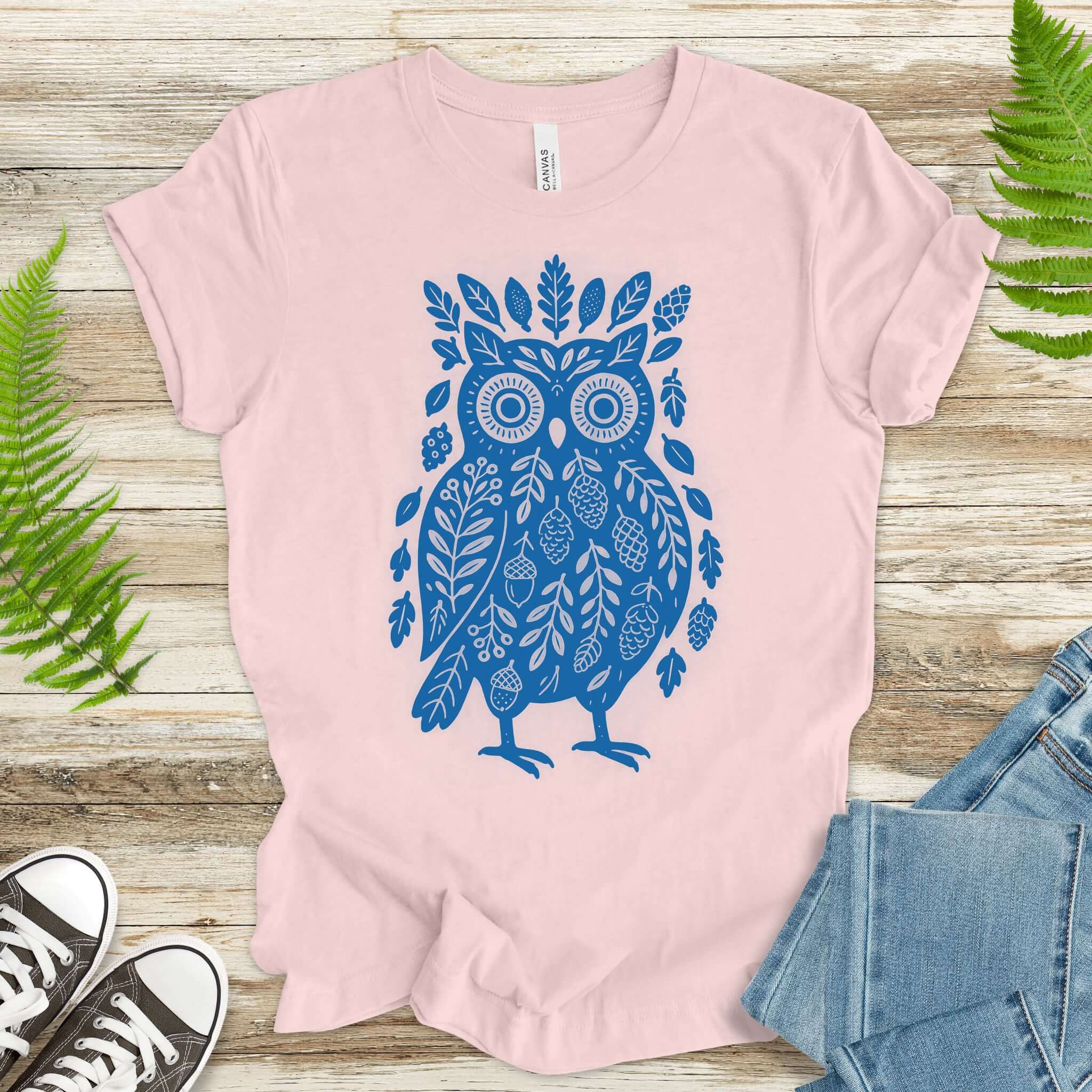 Owl Made of Nature Elements Forest T-Shirt