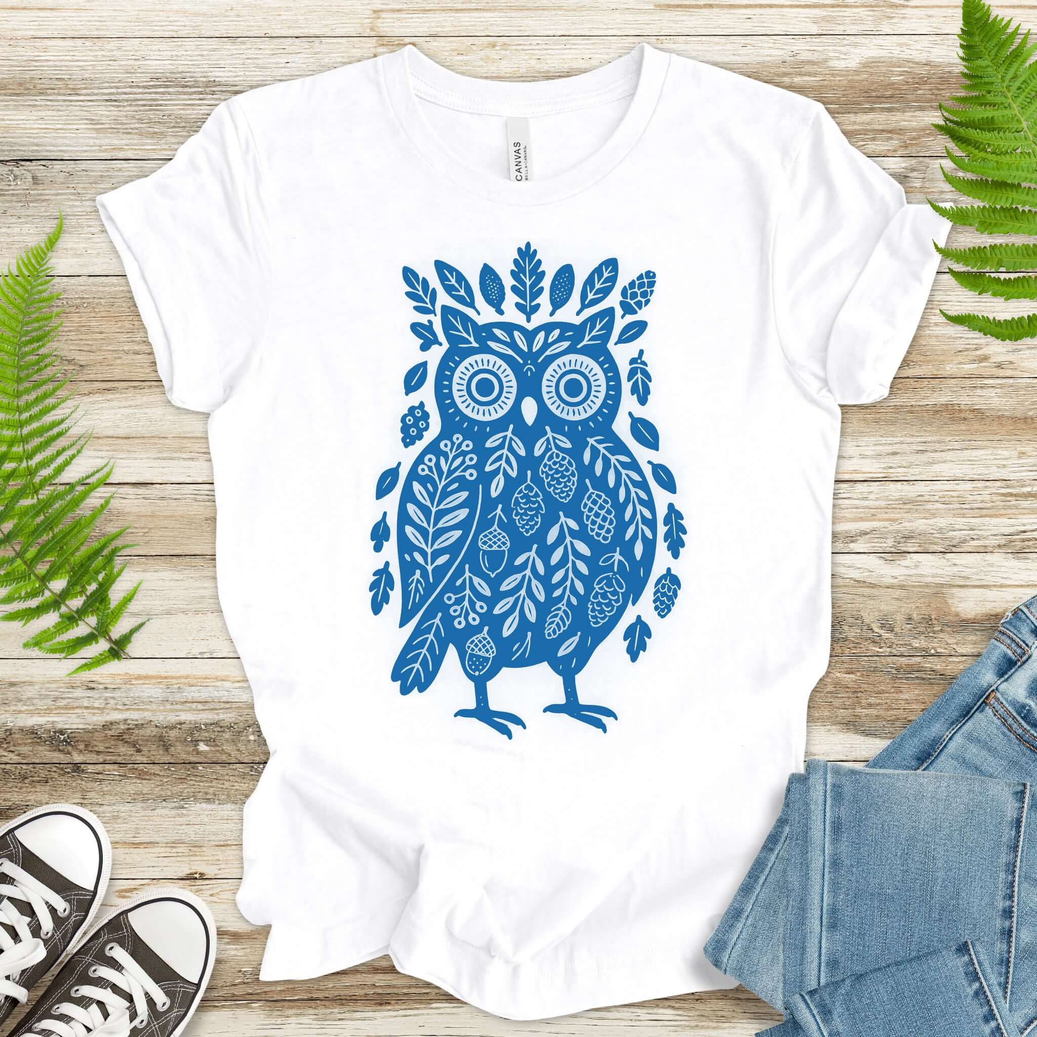 Owl Made of Nature Elements Forest T-Shirt