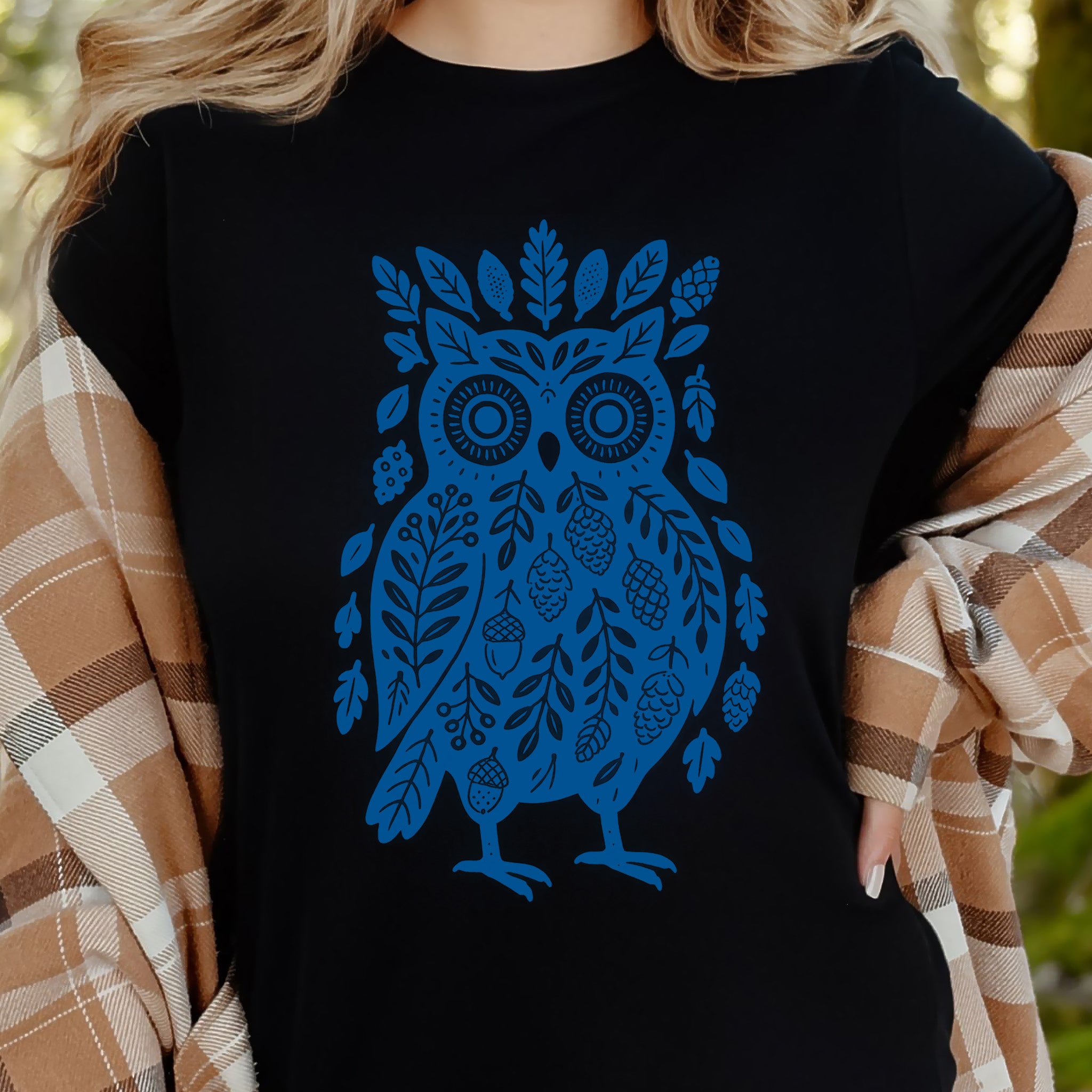 Owl Made of Nature Elements Forest T-Shirt
