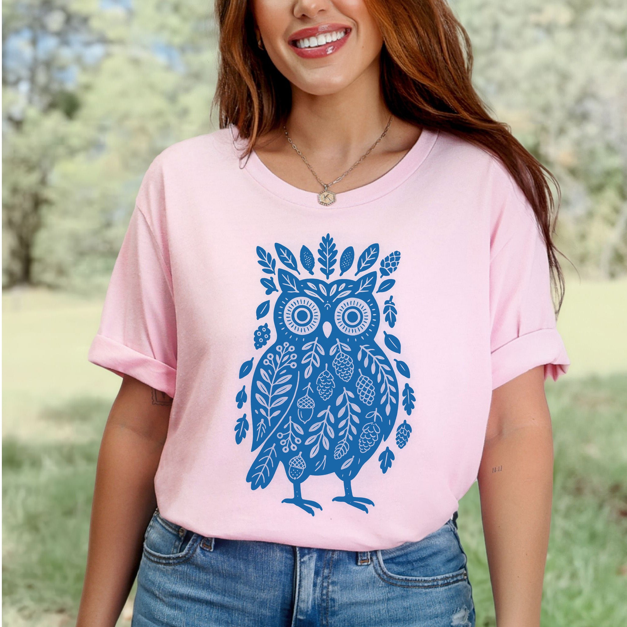 Owl Made of Nature Elements Forest T-Shirt