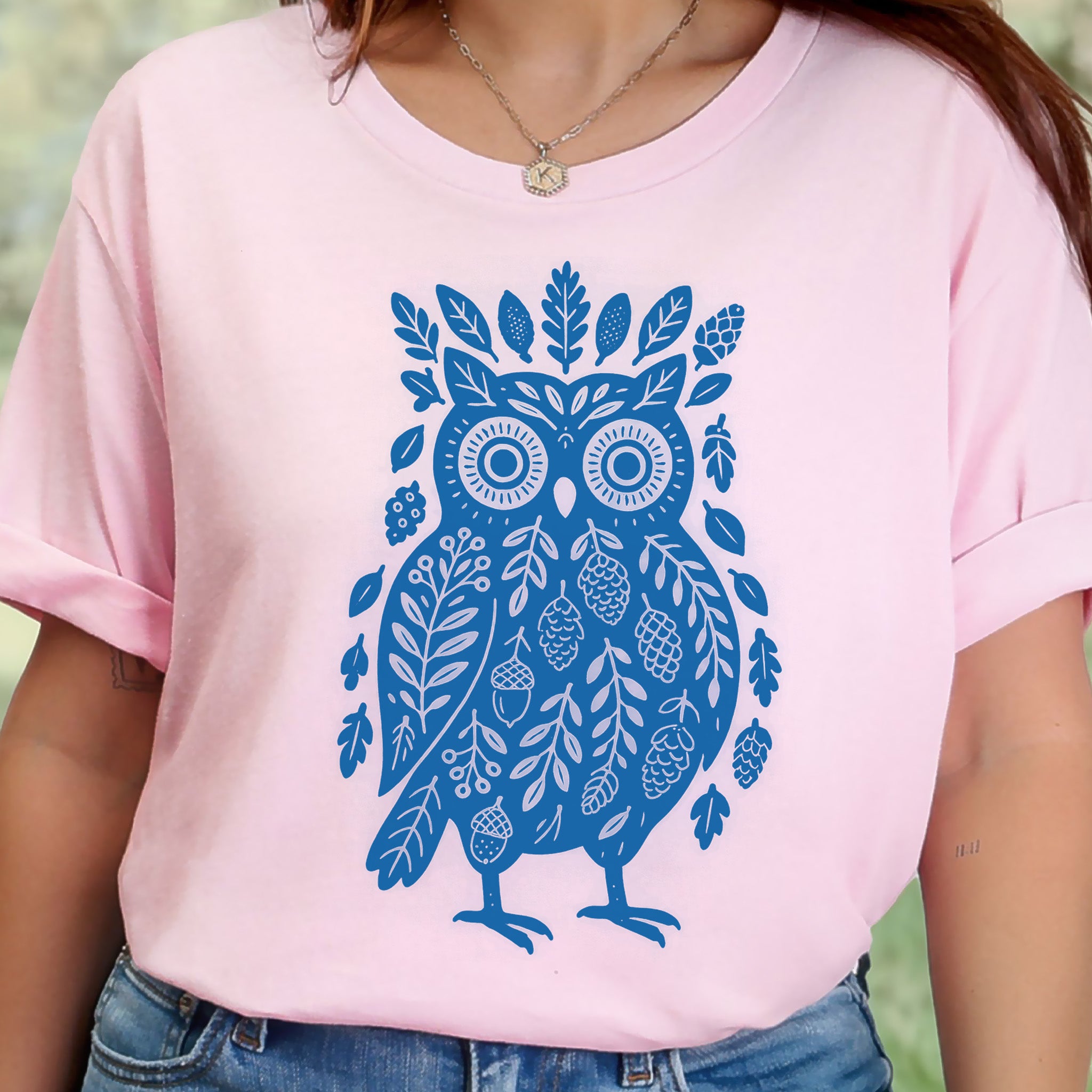 Owl Made of Nature Elements Forest T-Shirt