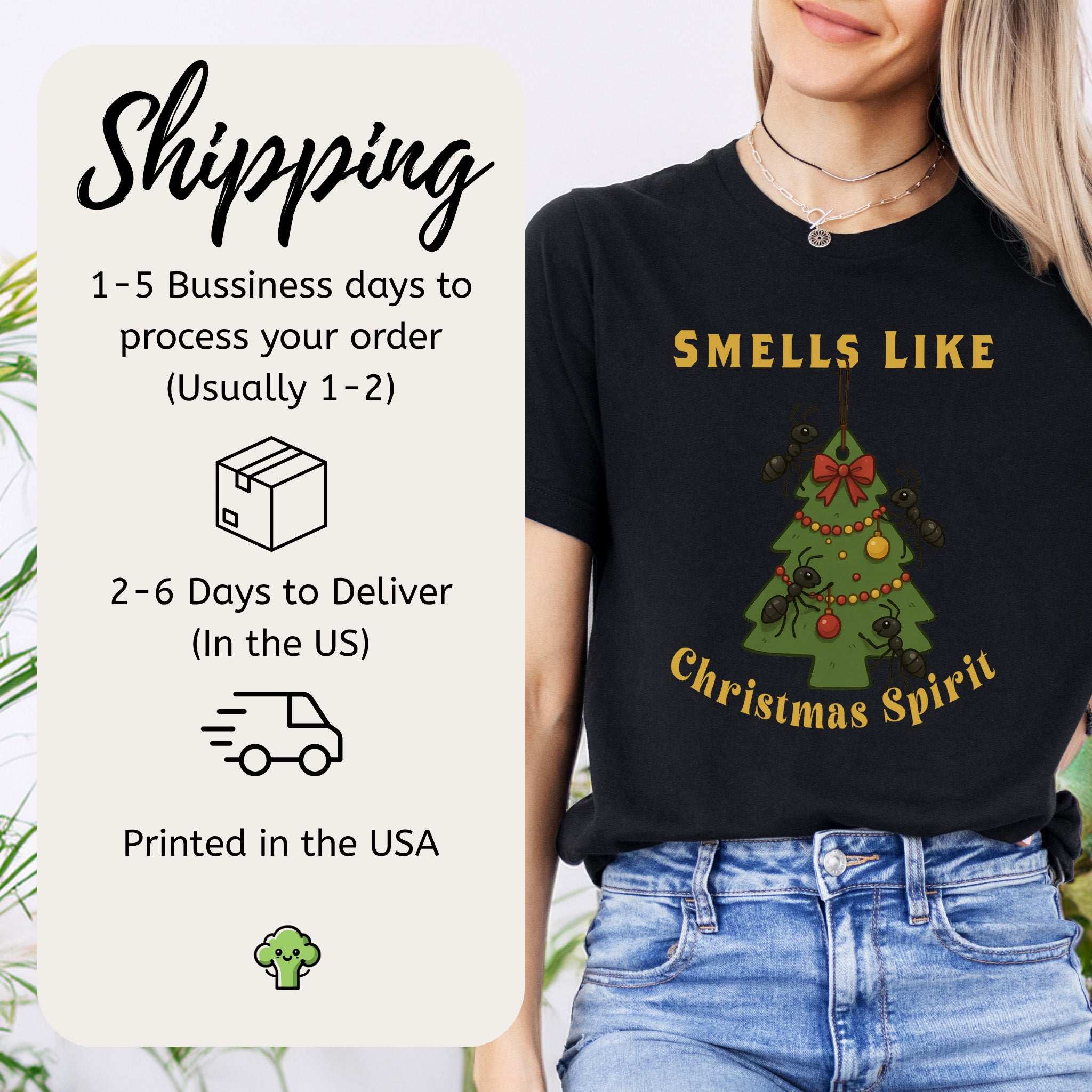 Smells Like Christmas Spirit T-Shirt – Funny Ant Holiday Tree Tee