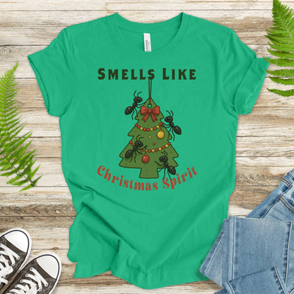 Smells Like Christmas Spirit T-Shirt – Funny Ant Holiday Tree Tee