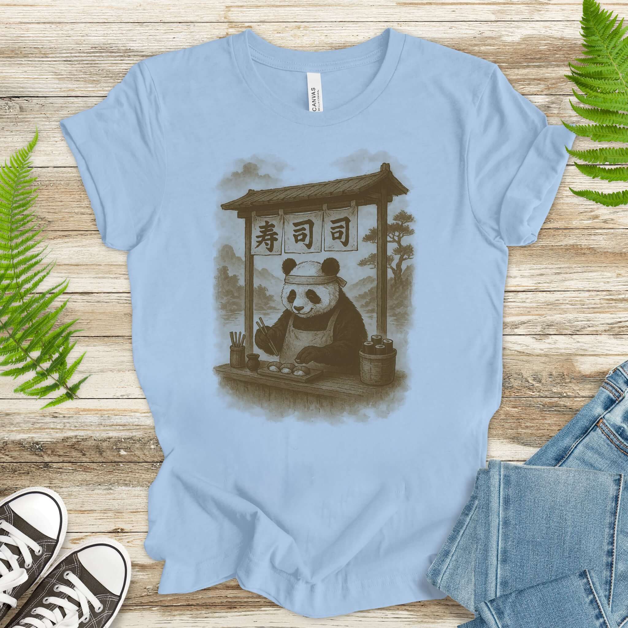 Panda Sushi Stall Japanese Style T-Shirt