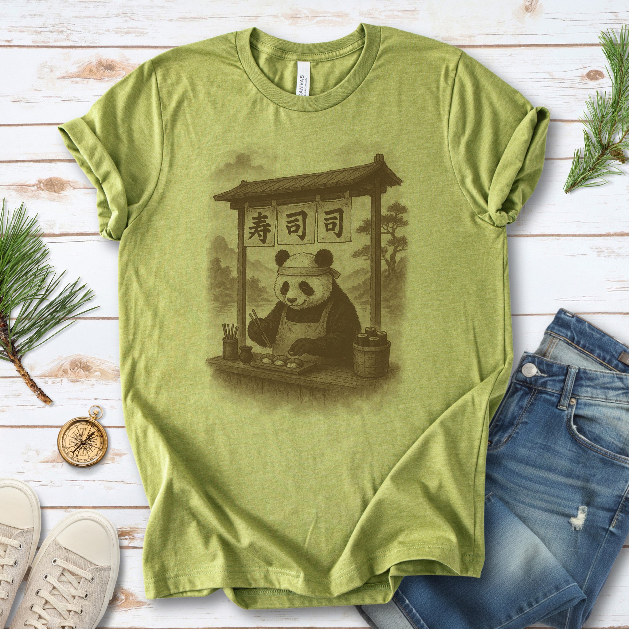Panda Sushi Stall Japanese Style T-Shirt