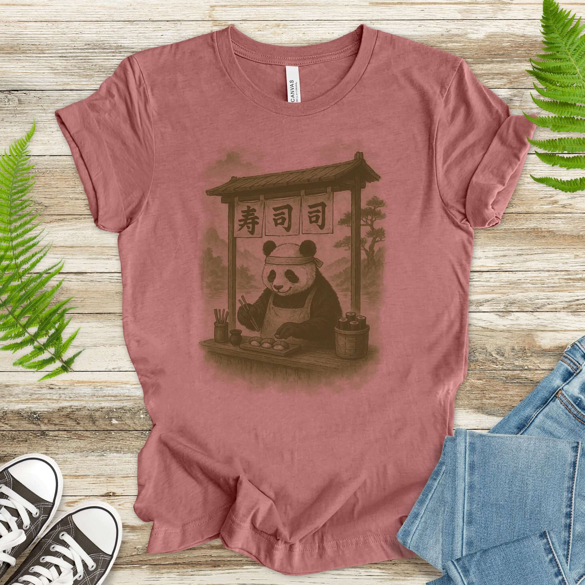 Panda Sushi Stall Japanese Style T-Shirt