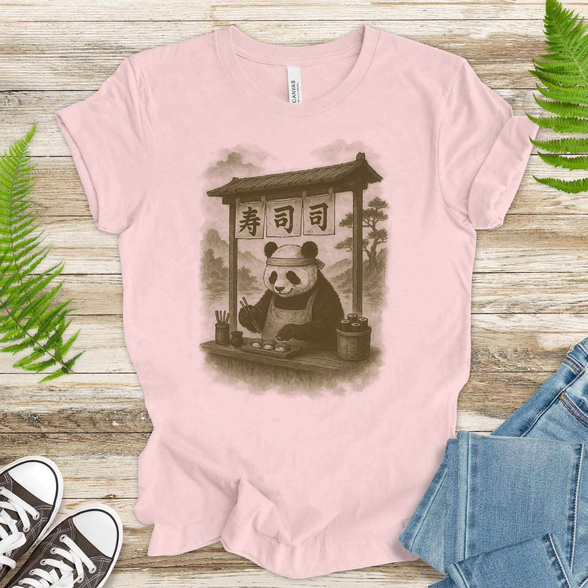 Panda Sushi Stall Japanese Style T-Shirt