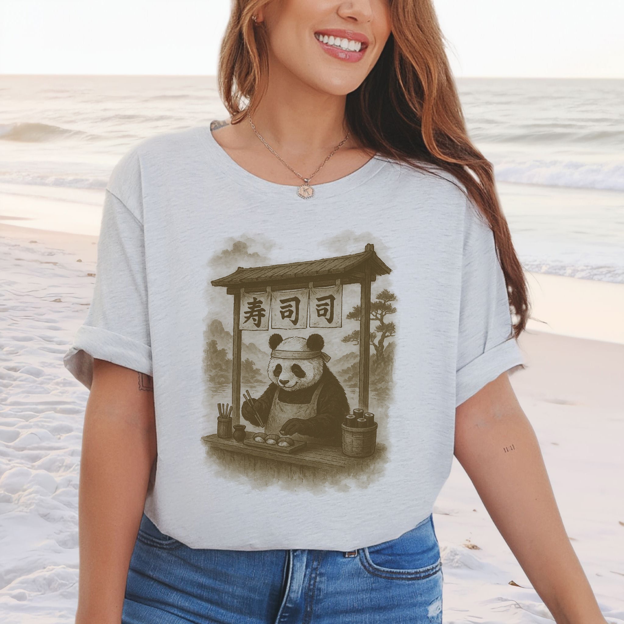 Panda Sushi Stall Japanese Style T-Shirt