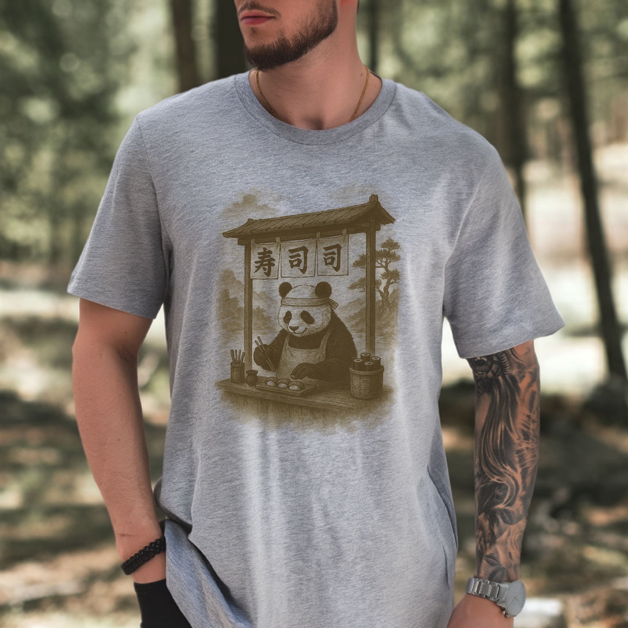 Panda Sushi Stall Japanese Style T-Shirt