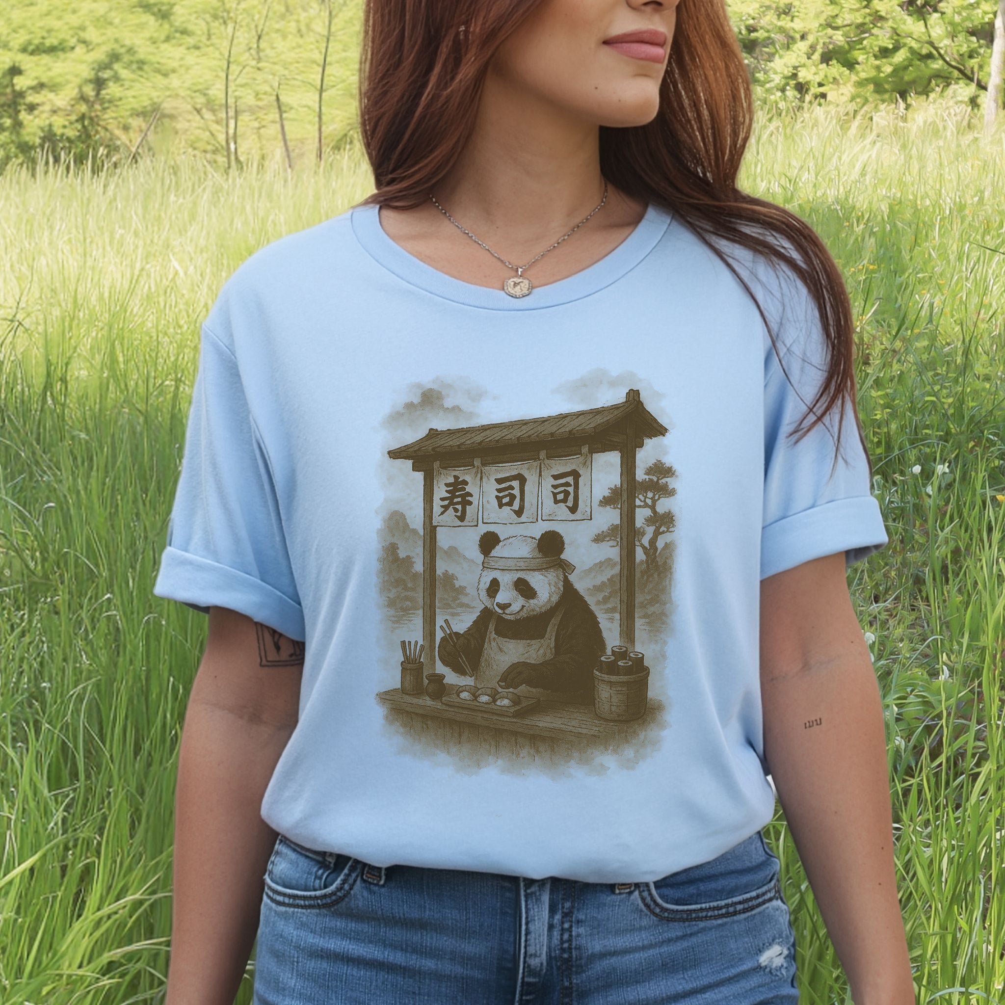 Panda Sushi Stall Japanese Style T-Shirt