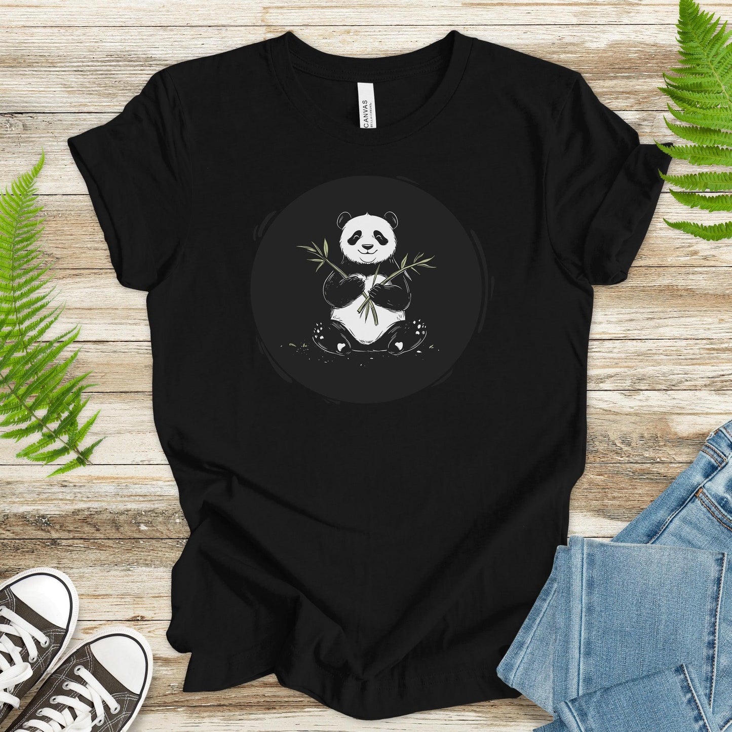 Panda with Bamboo T-Shirt - TShirtree