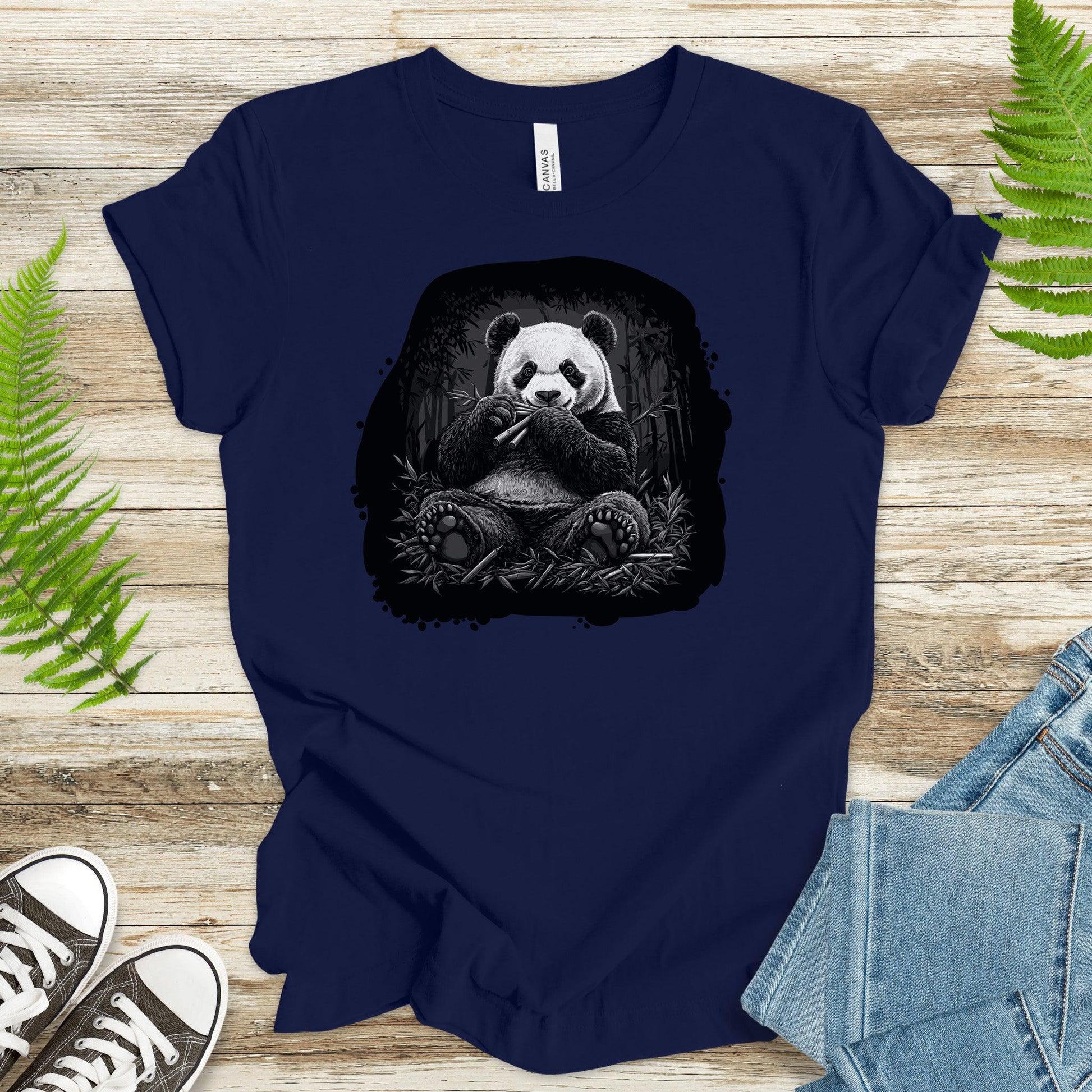 Panda Eating Bamboo T-Shirt – Wildlife Illustration - TShirtree