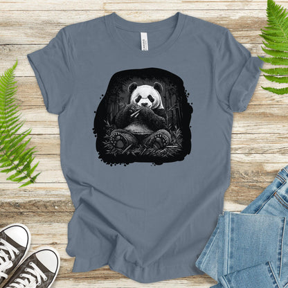 Panda Eating Bamboo T-Shirt – Wildlife Illustration - TShirtree