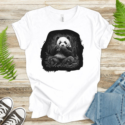 Panda Eating Bamboo T-Shirt – Wildlife Illustration - TShirtree