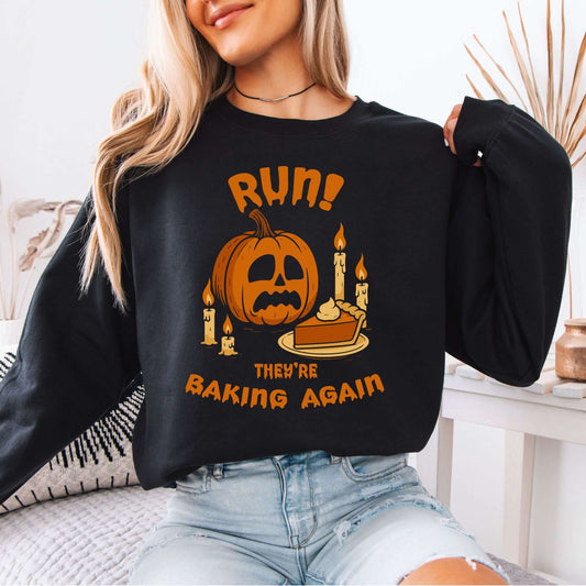 Pumpkin Pie Panic Sweatshirt – Funny Halloween & Thanksgiving Baking Sweater