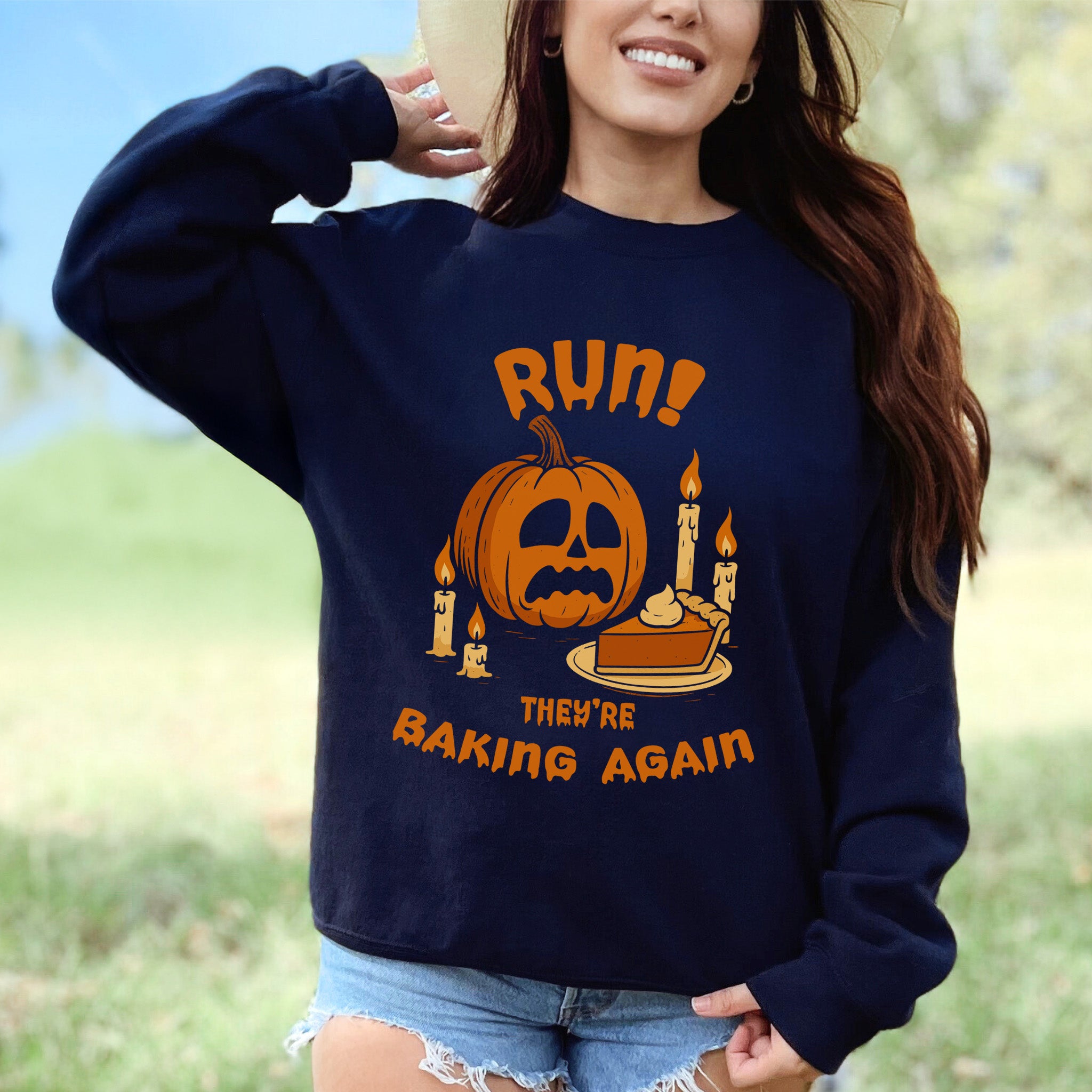 Pumpkin Pie Panic Sweatshirt – Funny Halloween & Thanksgiving Baking Sweater