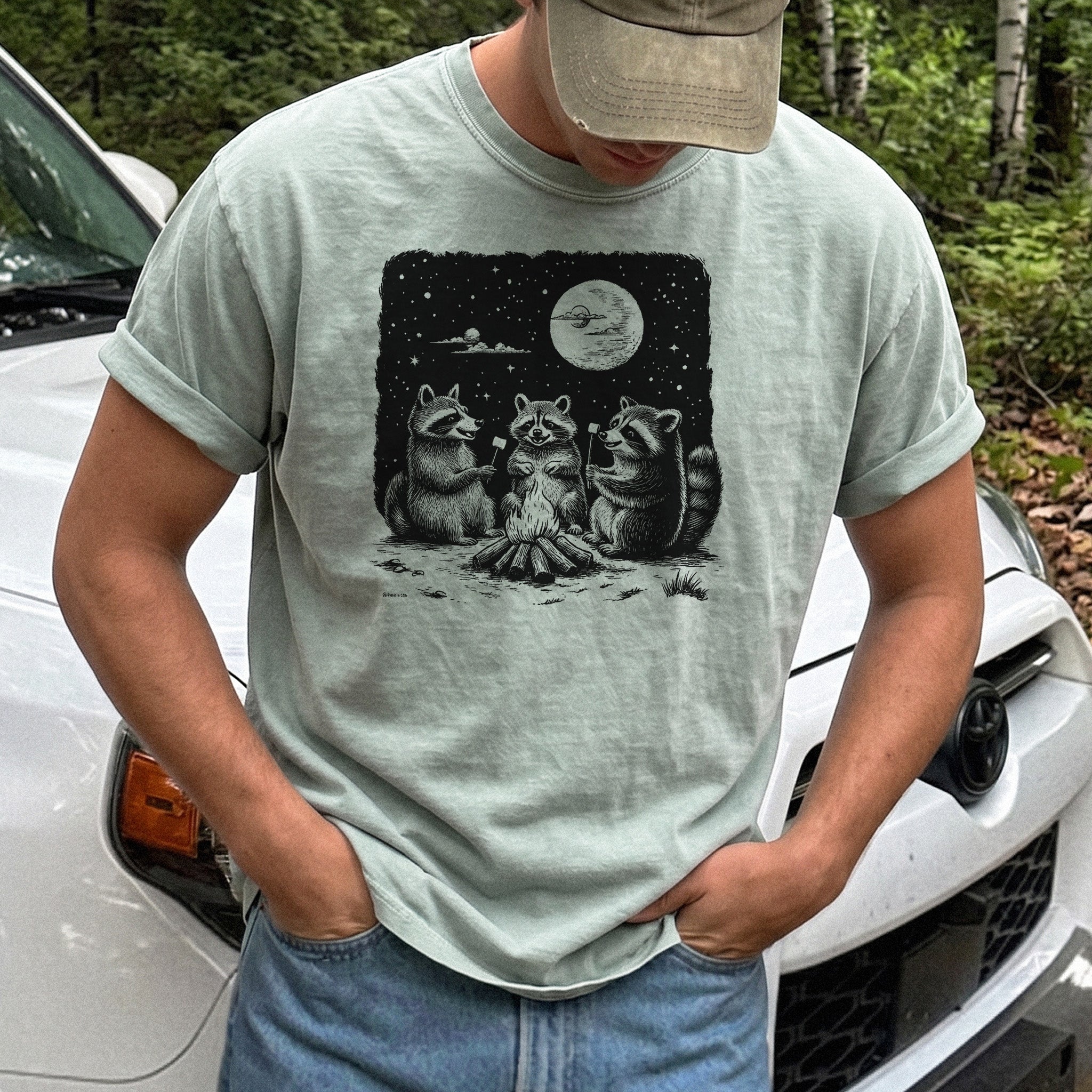 Raccoon Campfire Party Comfort Colors Shirt