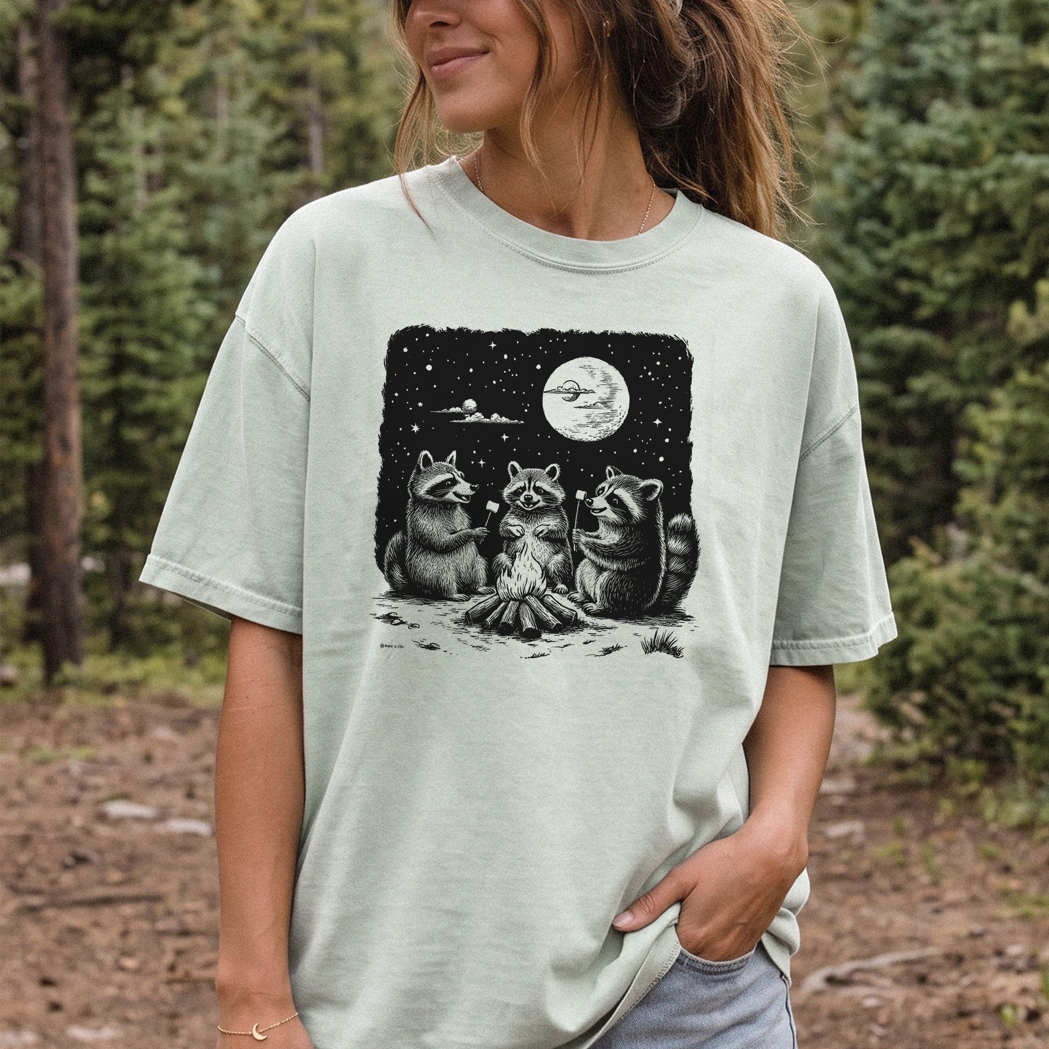 Raccoon Campfire Party Comfort Colors Shirt