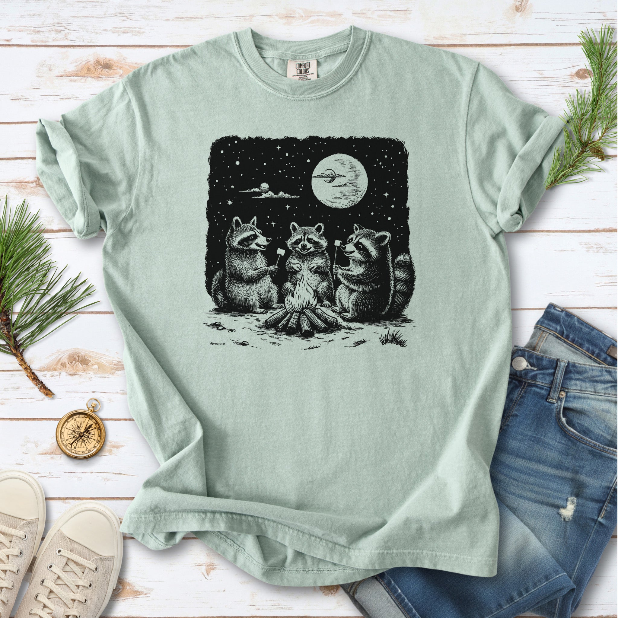 Raccoon Campfire Party Comfort Colors Shirt
