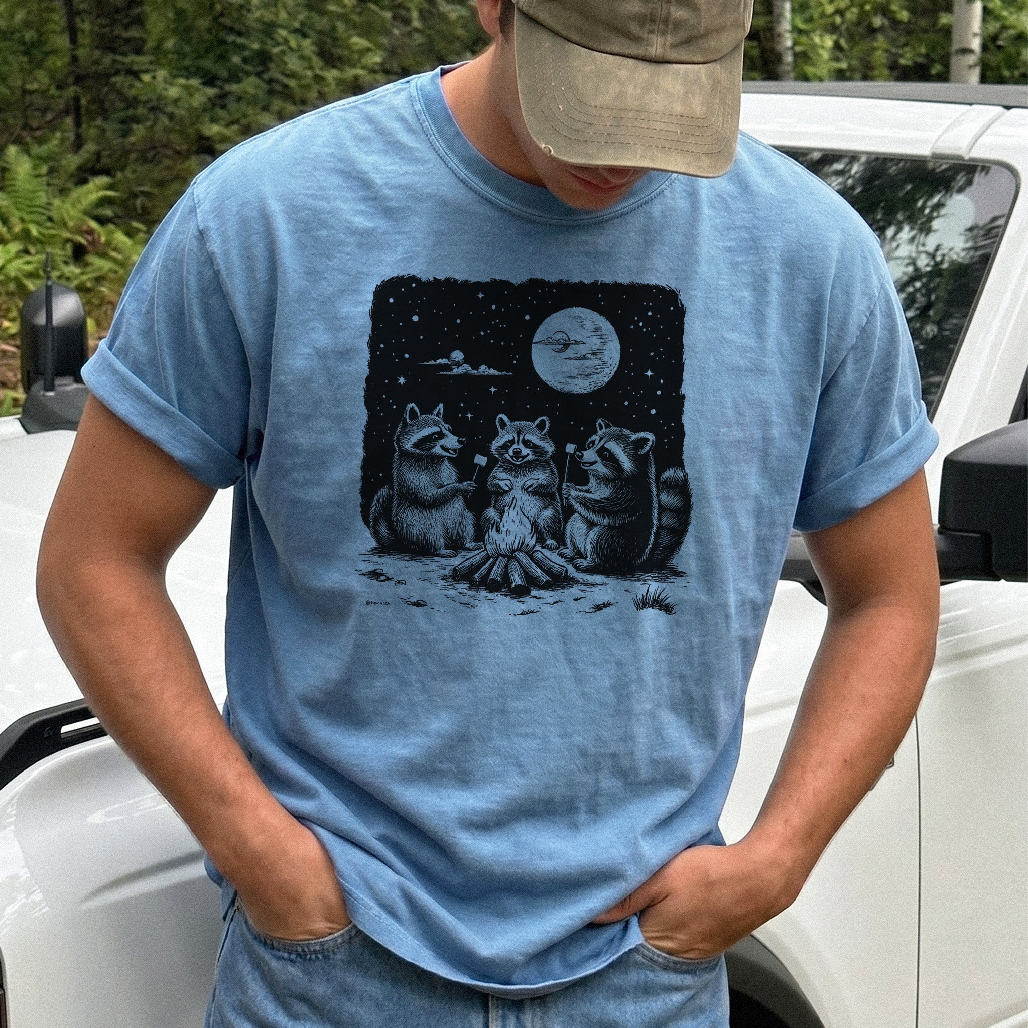 Raccoon Campfire Party Comfort Colors Shirt