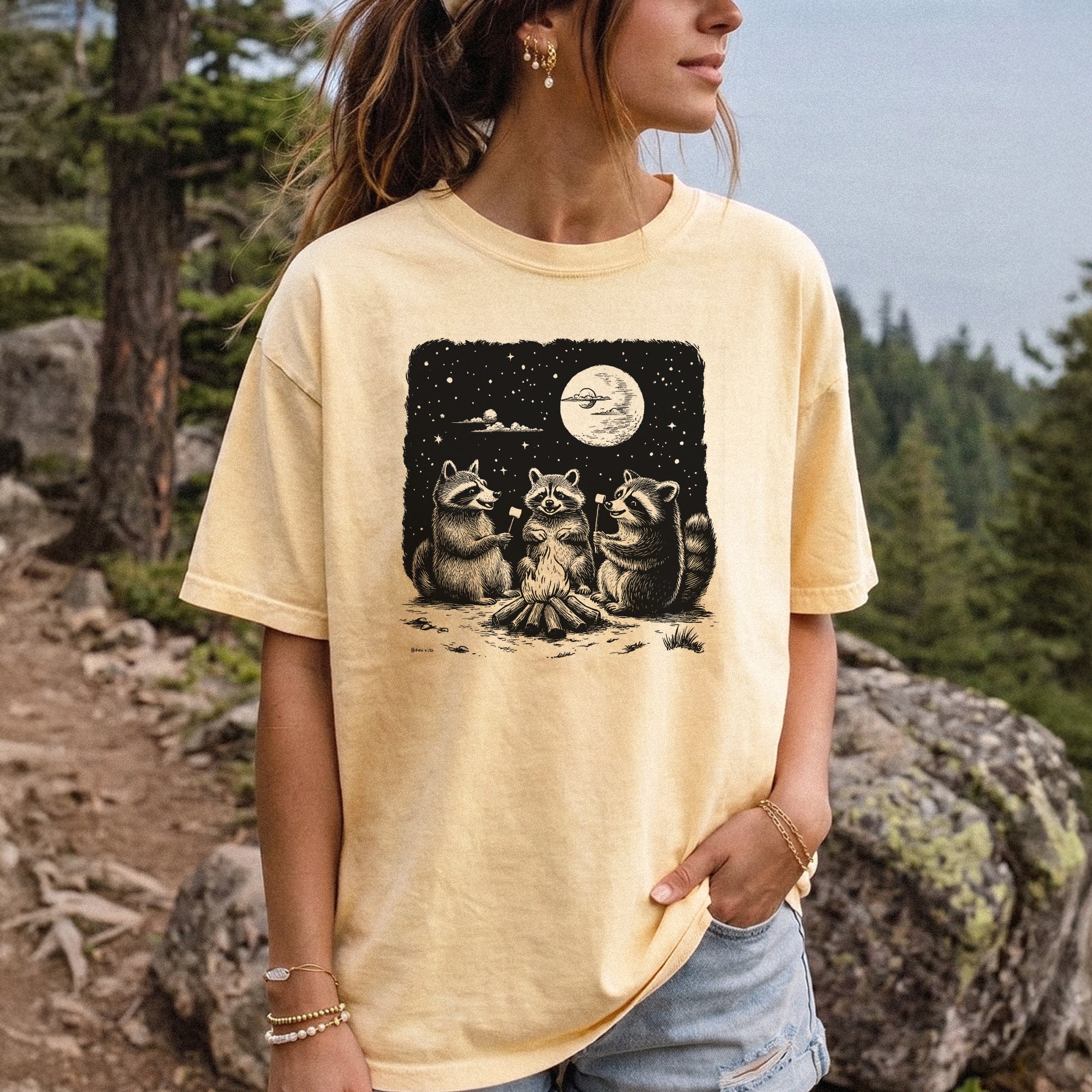 Raccoon Campfire Party Comfort Colors Shirt