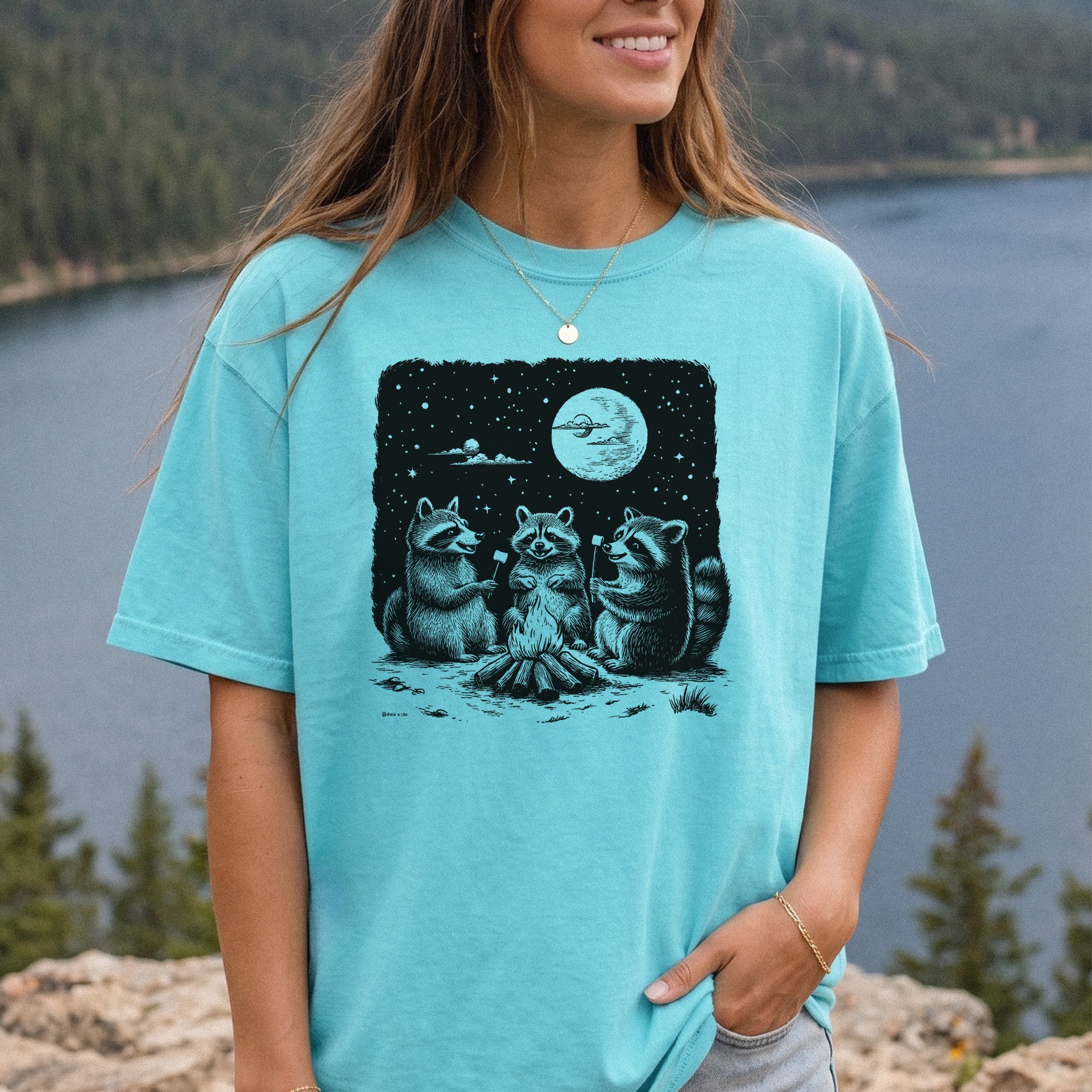Raccoon Campfire Party Comfort Colors Shirt