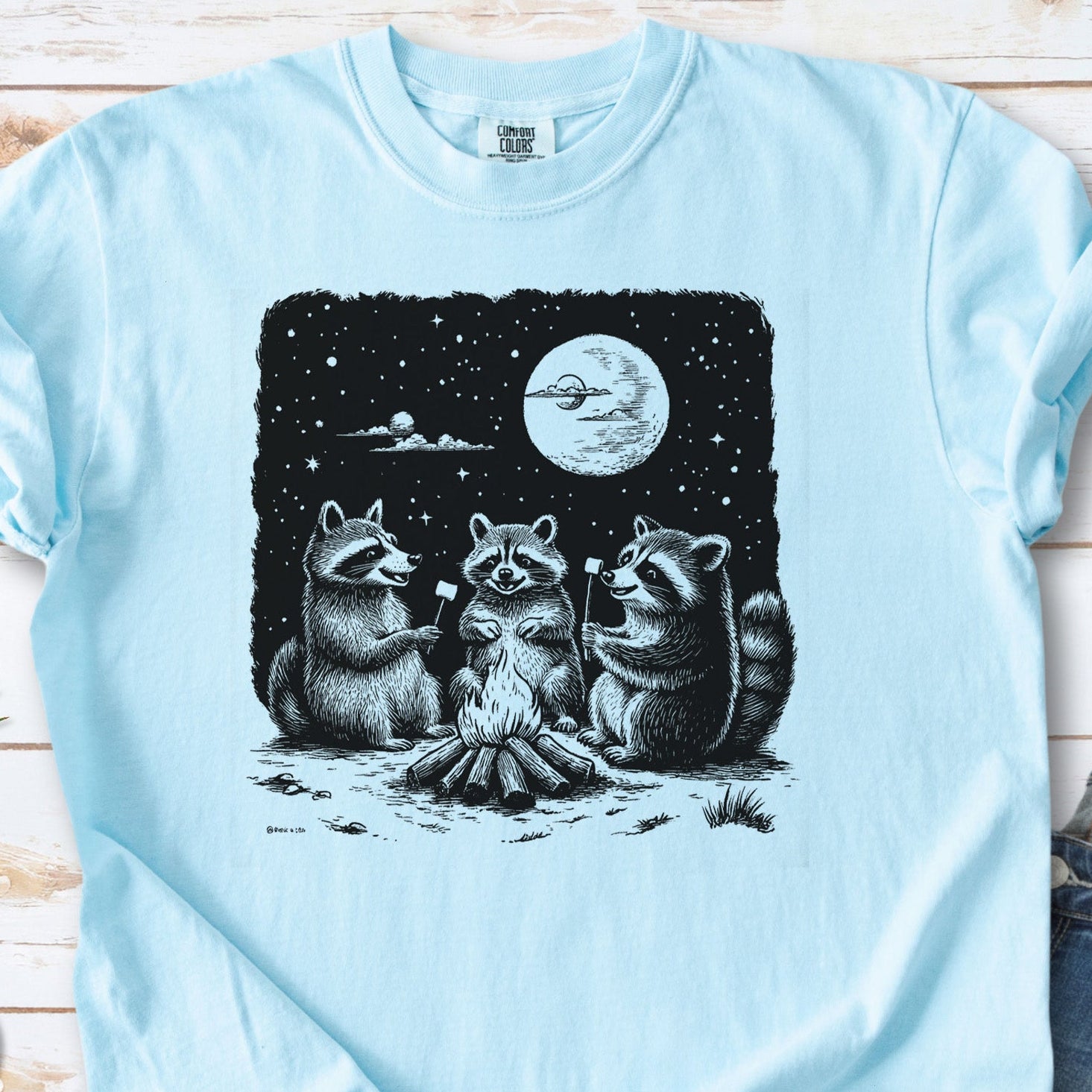 Raccoon Campfire Party Comfort Colors Shirt