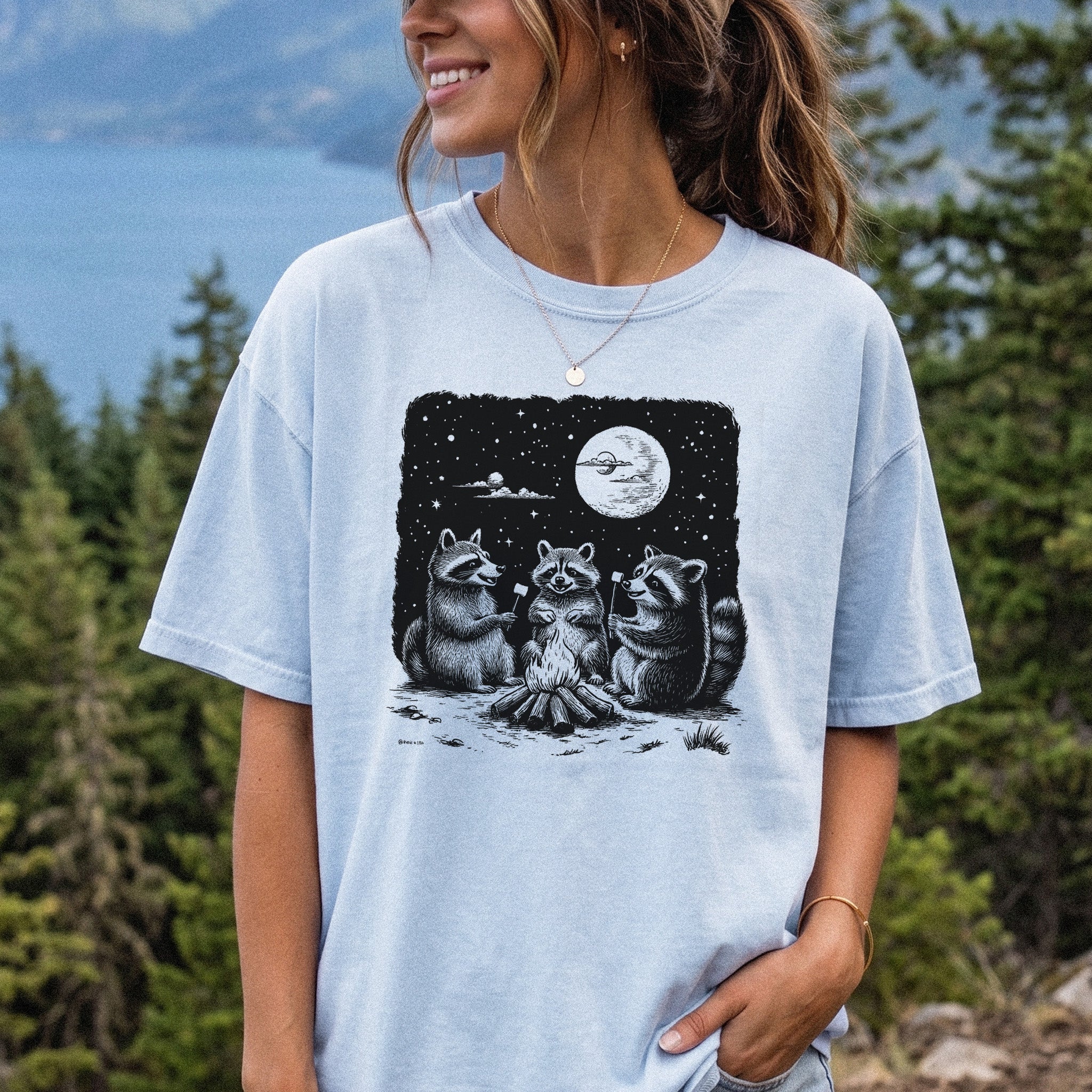 Raccoon Campfire Party Comfort Colors Shirt