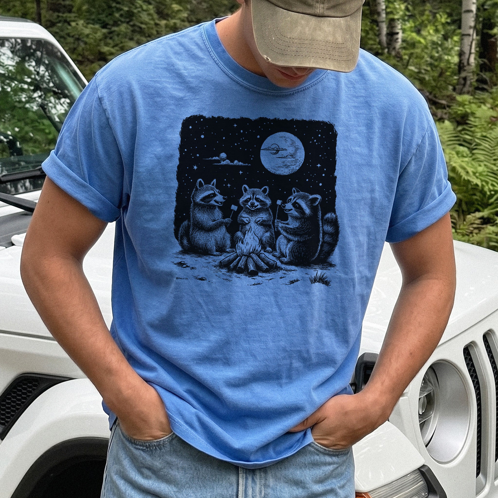Raccoon Campfire Party Comfort Colors Shirt