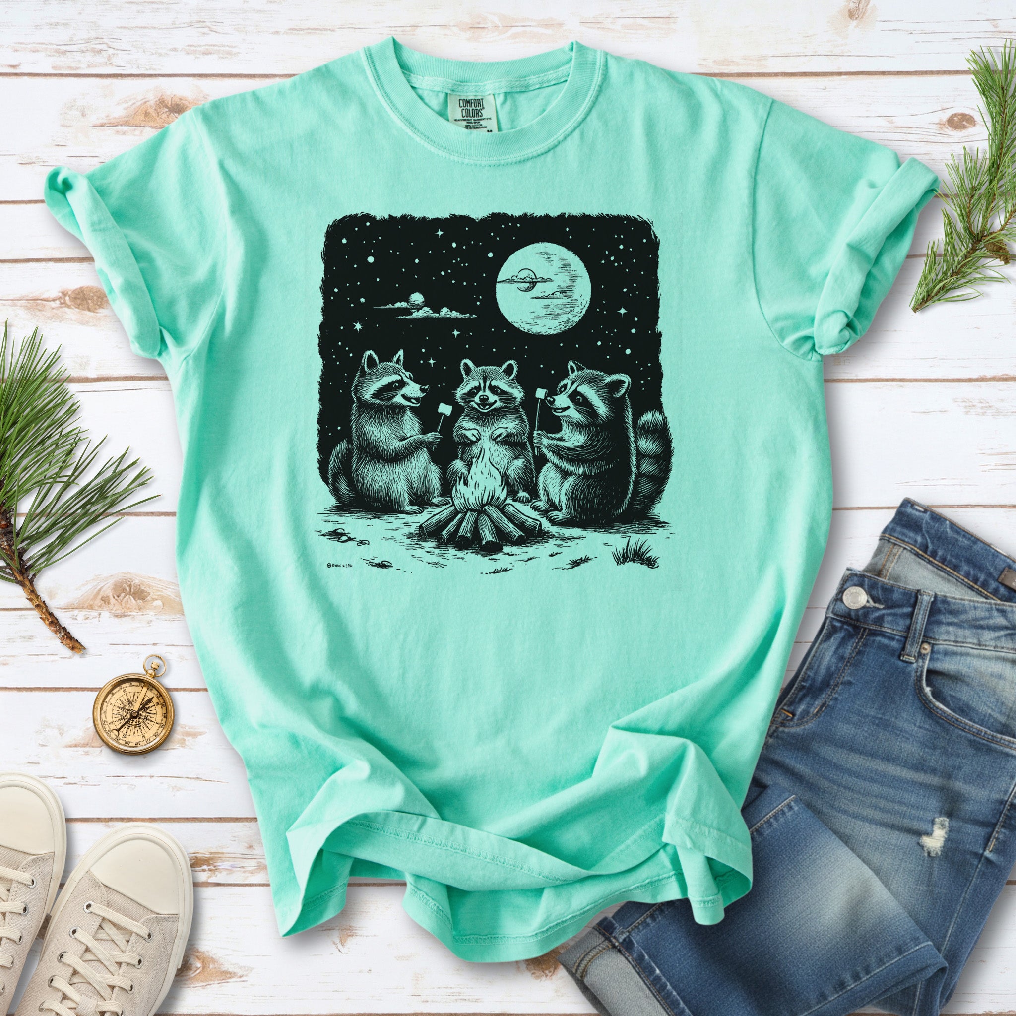 Raccoon Campfire Party Comfort Colors Shirt