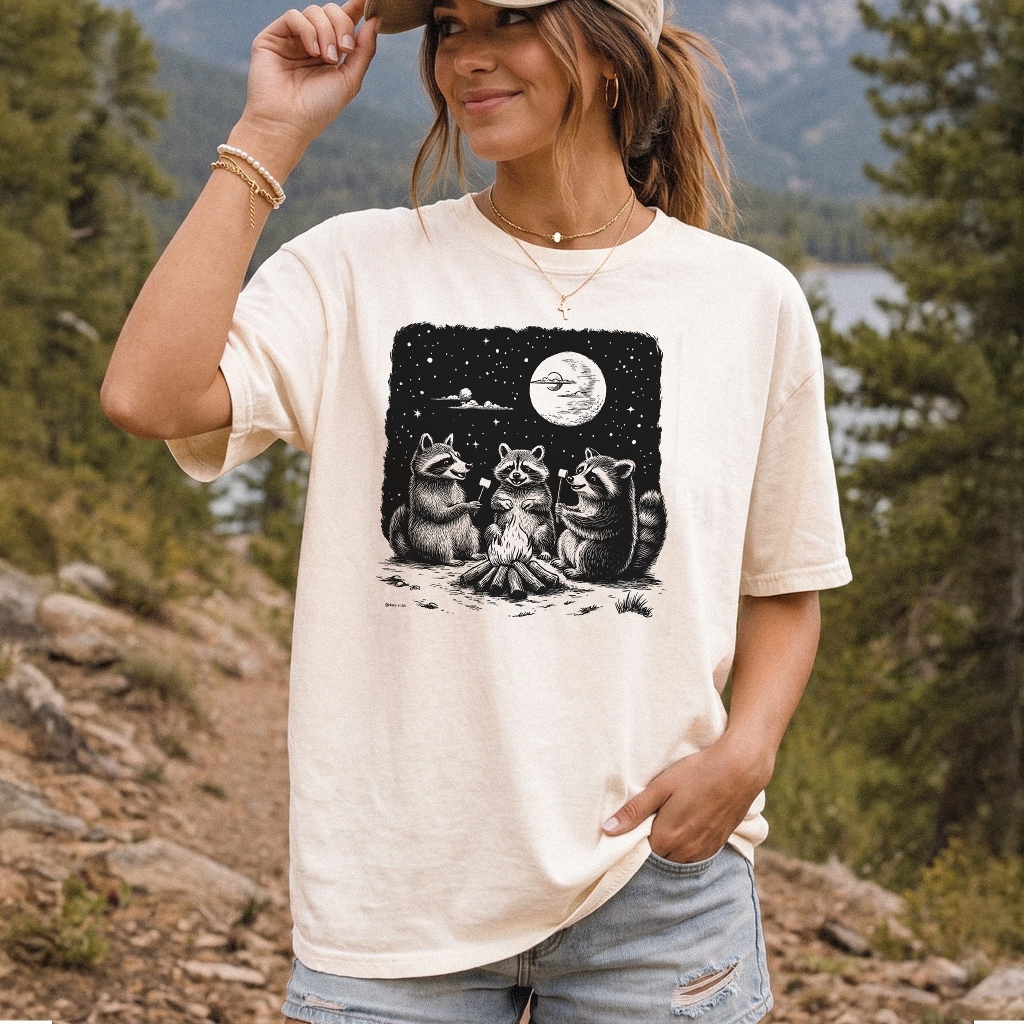 Raccoon Campfire Party Comfort Colors Shirt