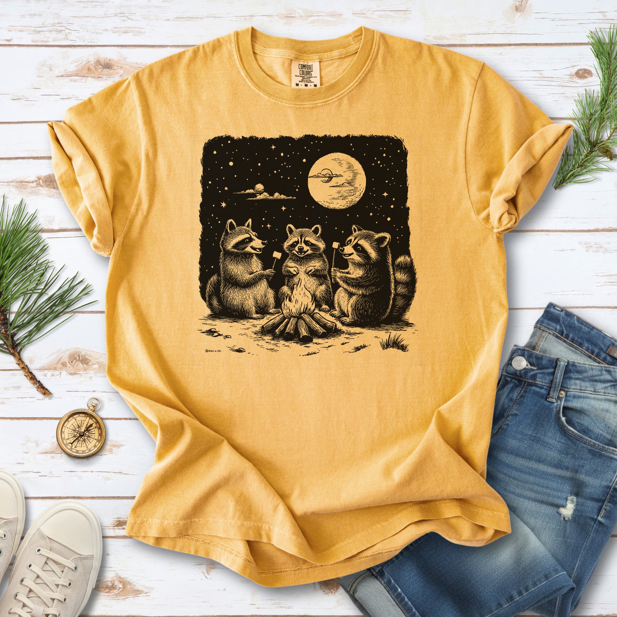 Raccoon Campfire Party Comfort Colors Shirt