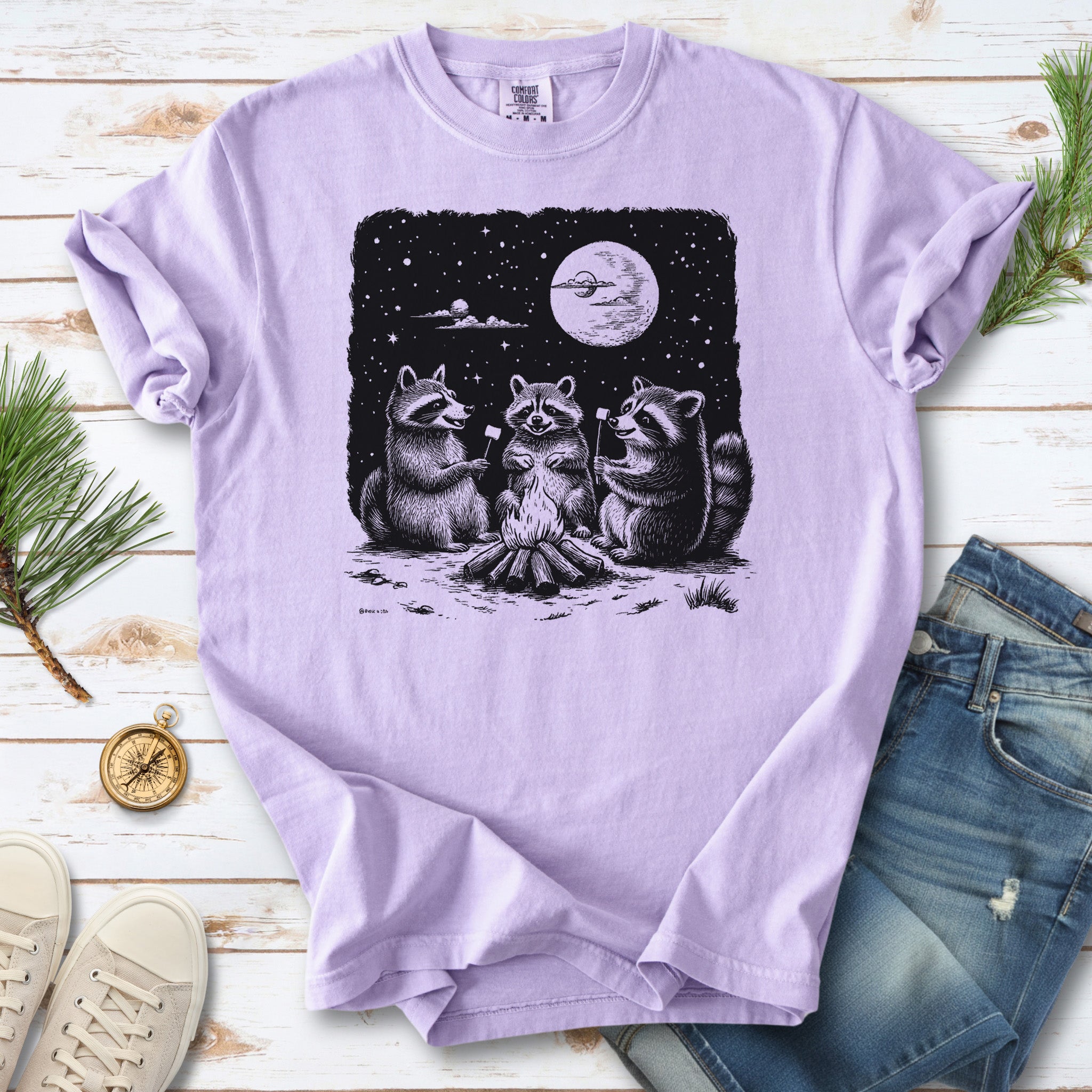 Raccoon Campfire Party Comfort Colors Shirt