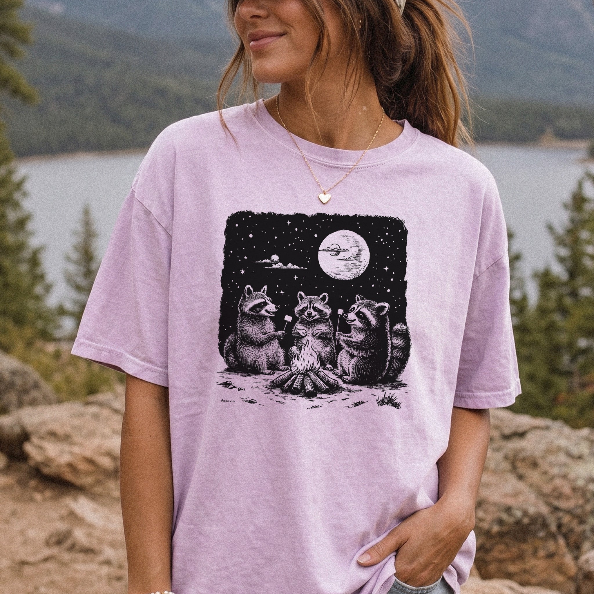 Raccoon Campfire Party Comfort Colors Shirt