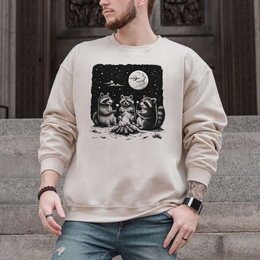 Raccoon Campfire Sweatshirt – Funny Trash Panda Camping Crew Sweatshirt