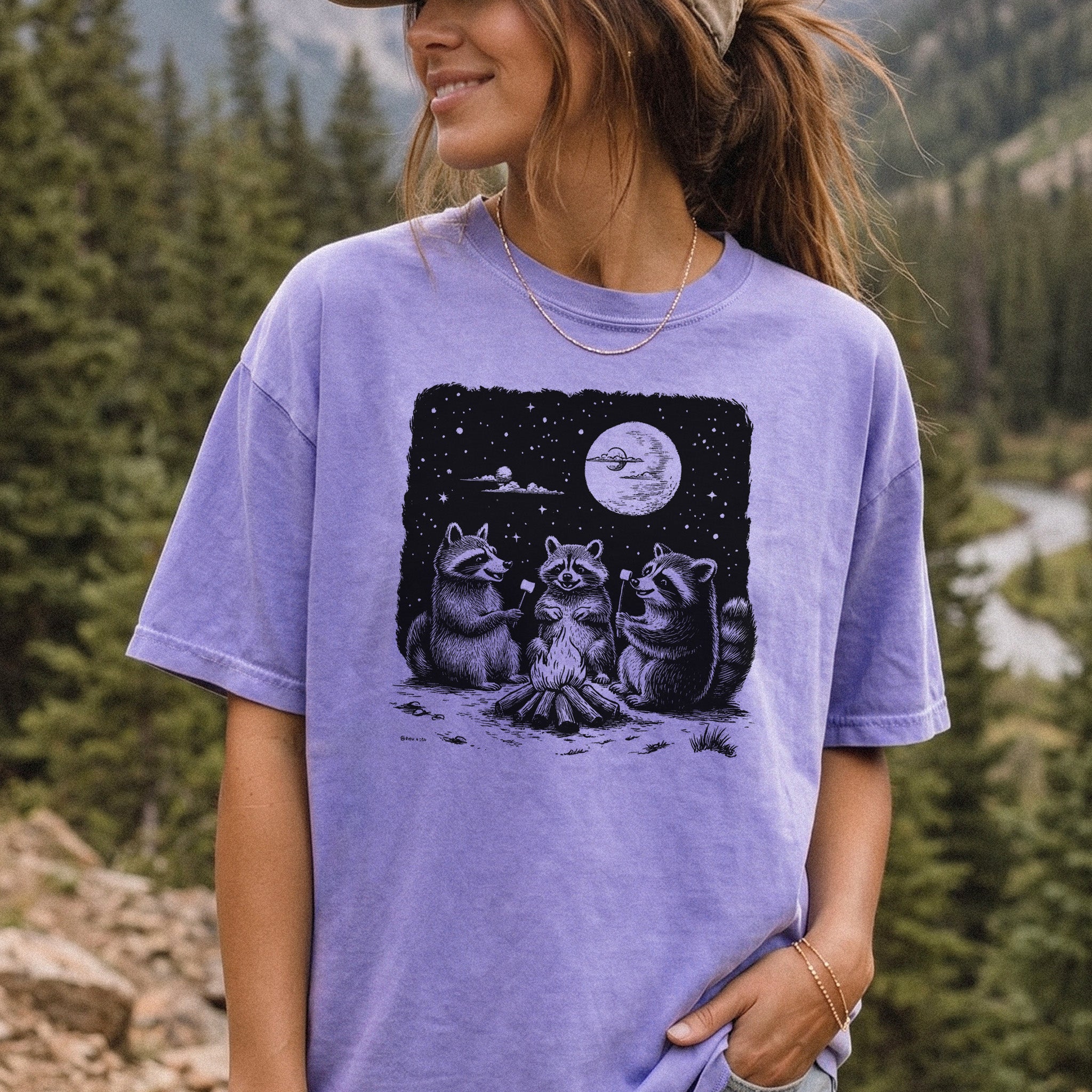 Raccoon Campfire Party Comfort Colors Shirt