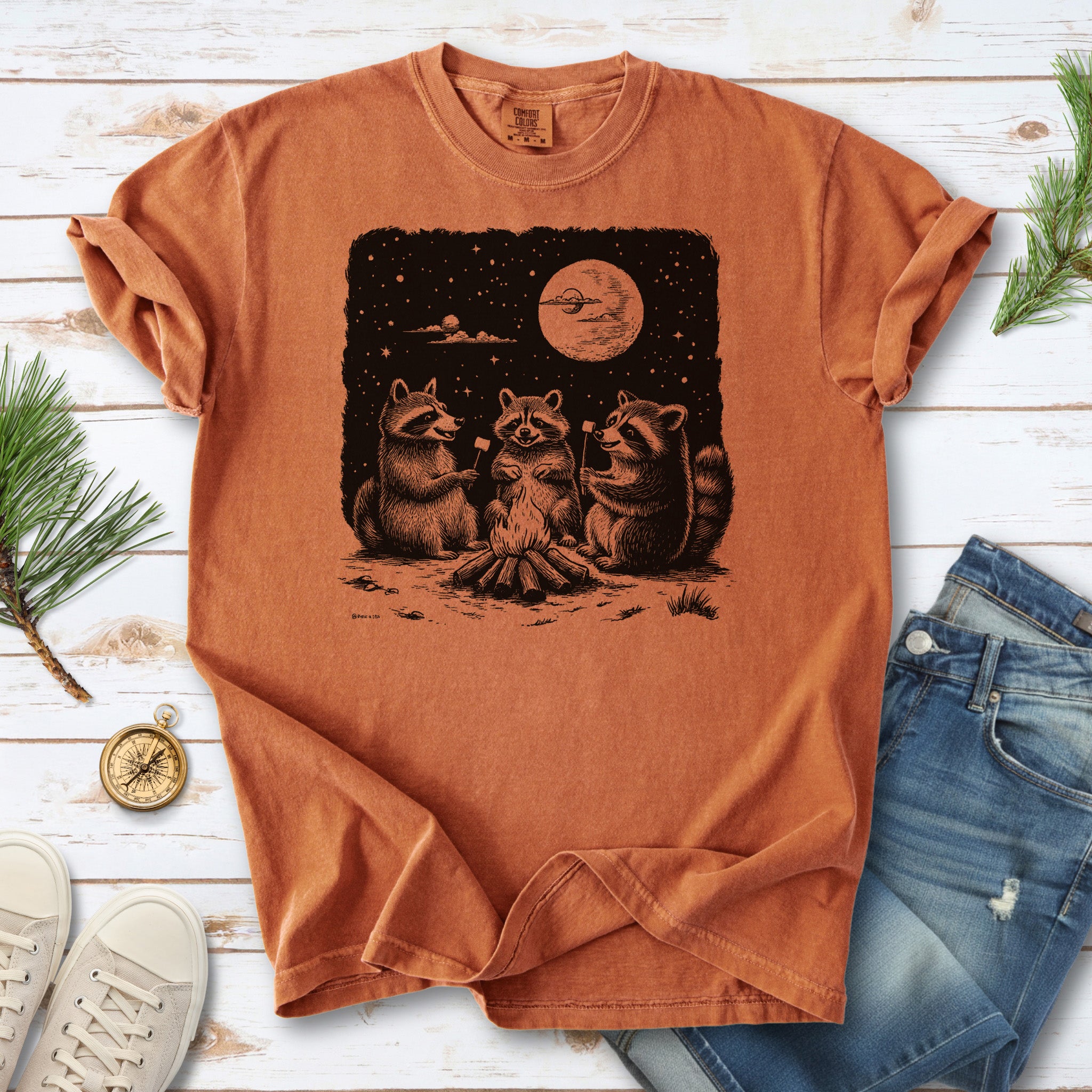 Raccoon Campfire Party Comfort Colors Shirt
