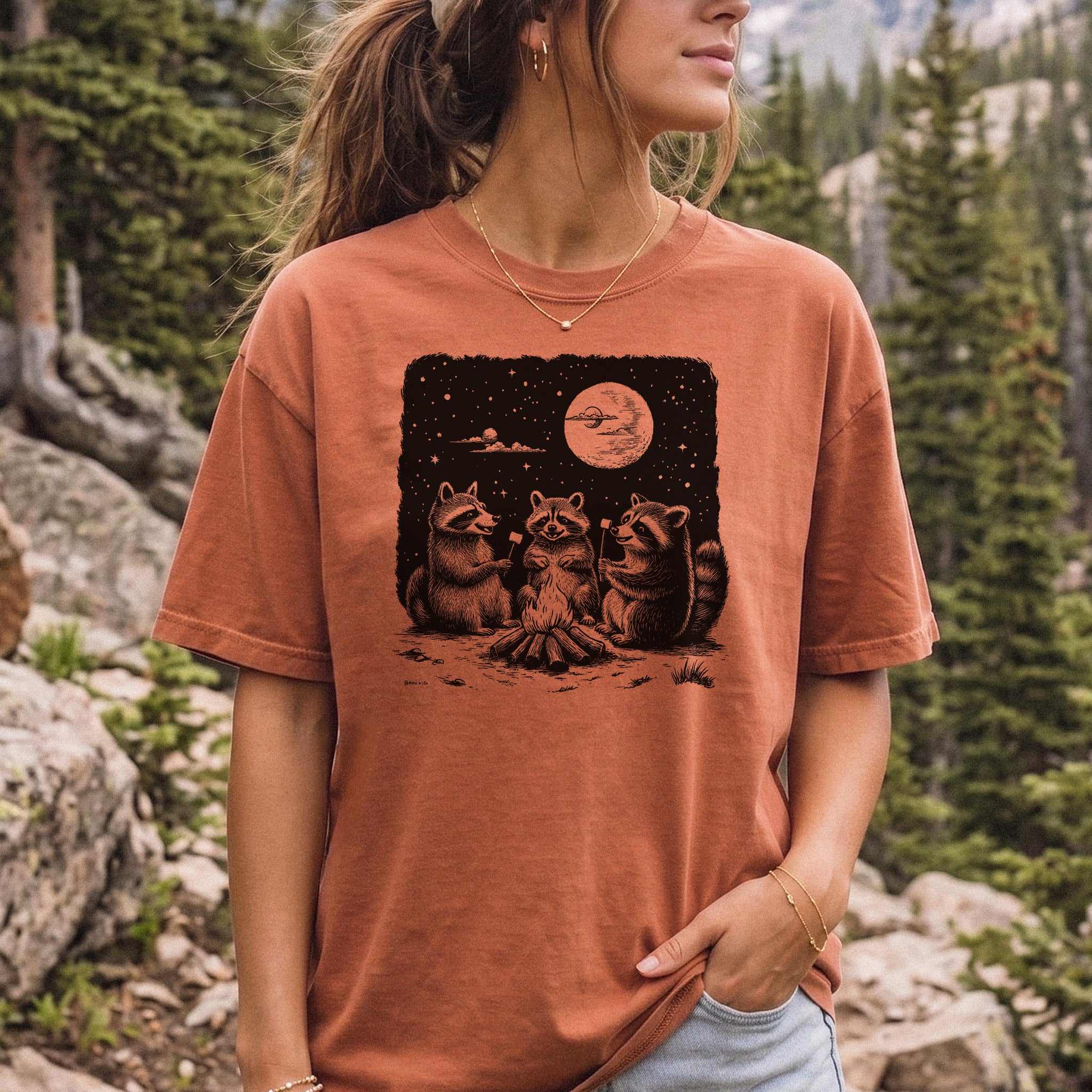 Raccoon Campfire Party Comfort Colors Shirt