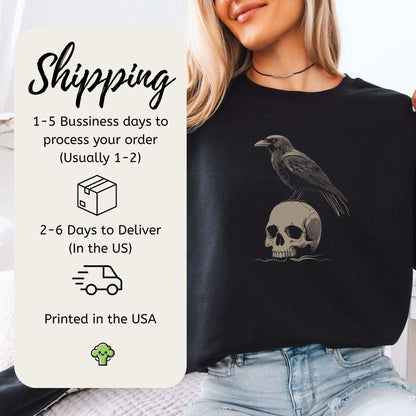 Raven on Skull Sweatshirt – Dark Art for Bold Souls