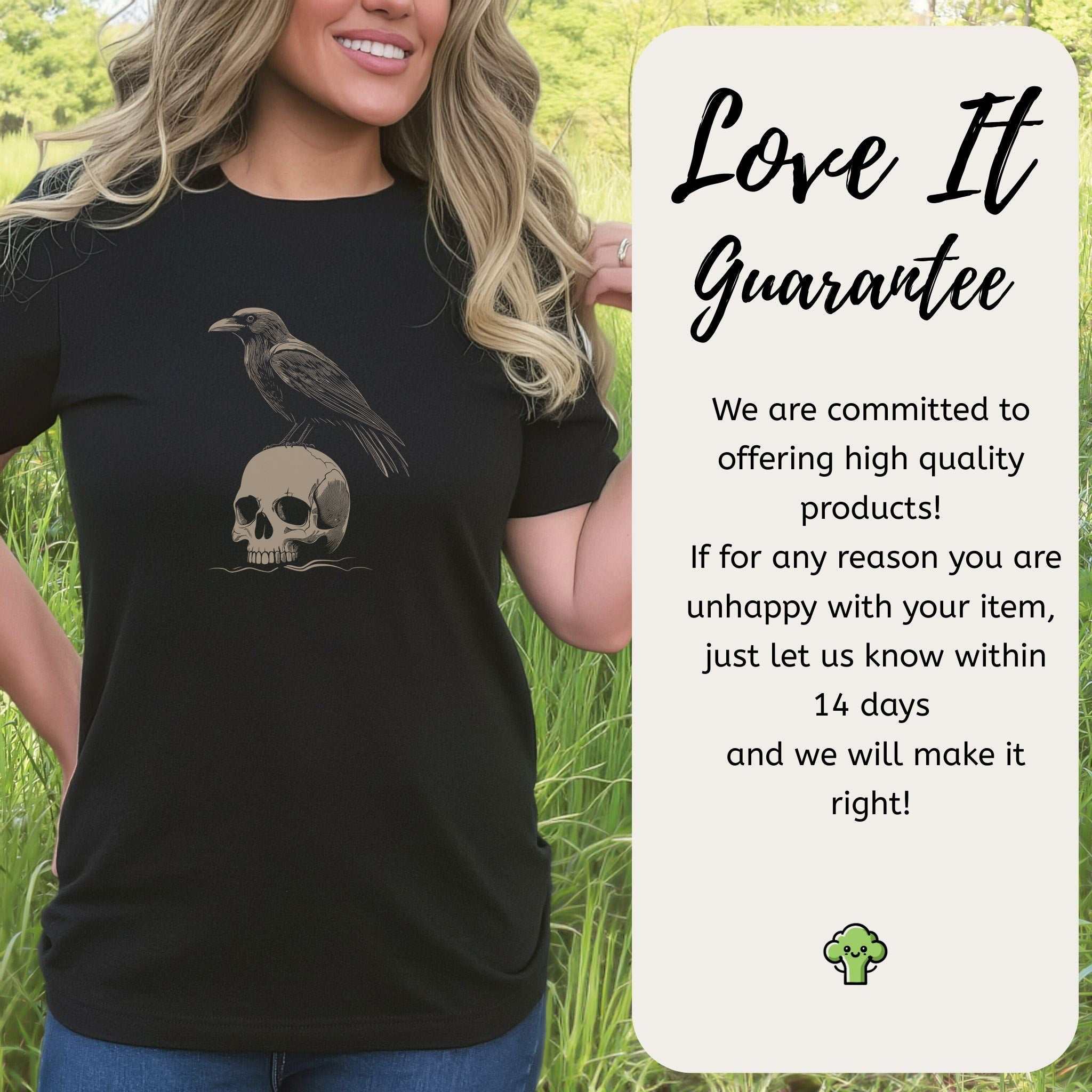 Raven on Skull T-Shirt – Bold and Realistic Gothic Design